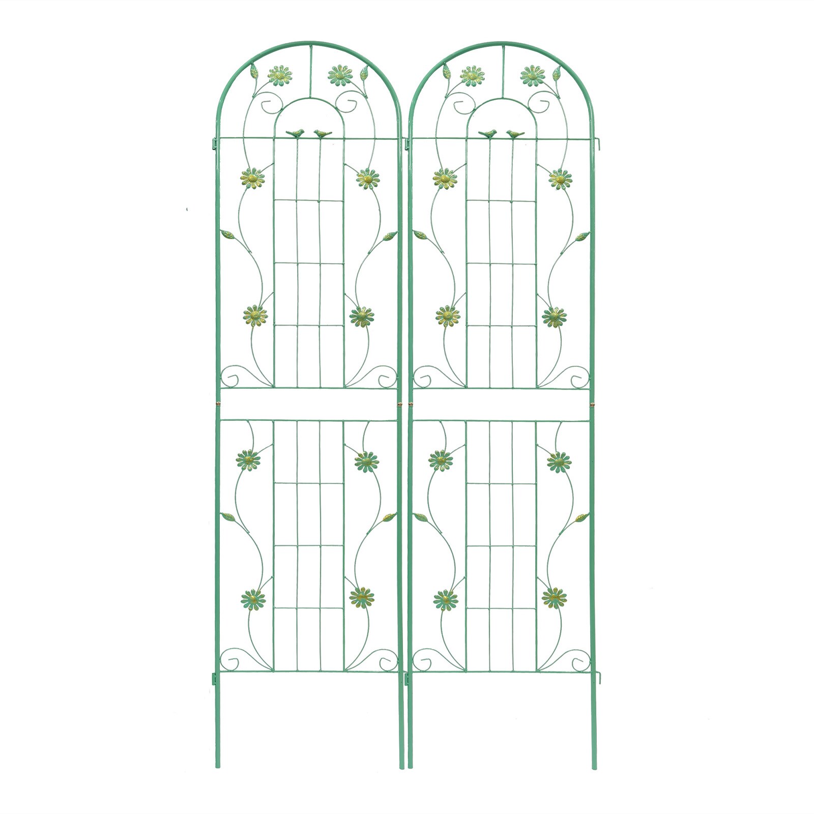 Maocao Hoom JLW6104735 2 Pack Metal Garden Trellis 19.7-in W x 86.7-in H Green Iron Traditional Garden Trellis For Climbing Plants For Cucumbers