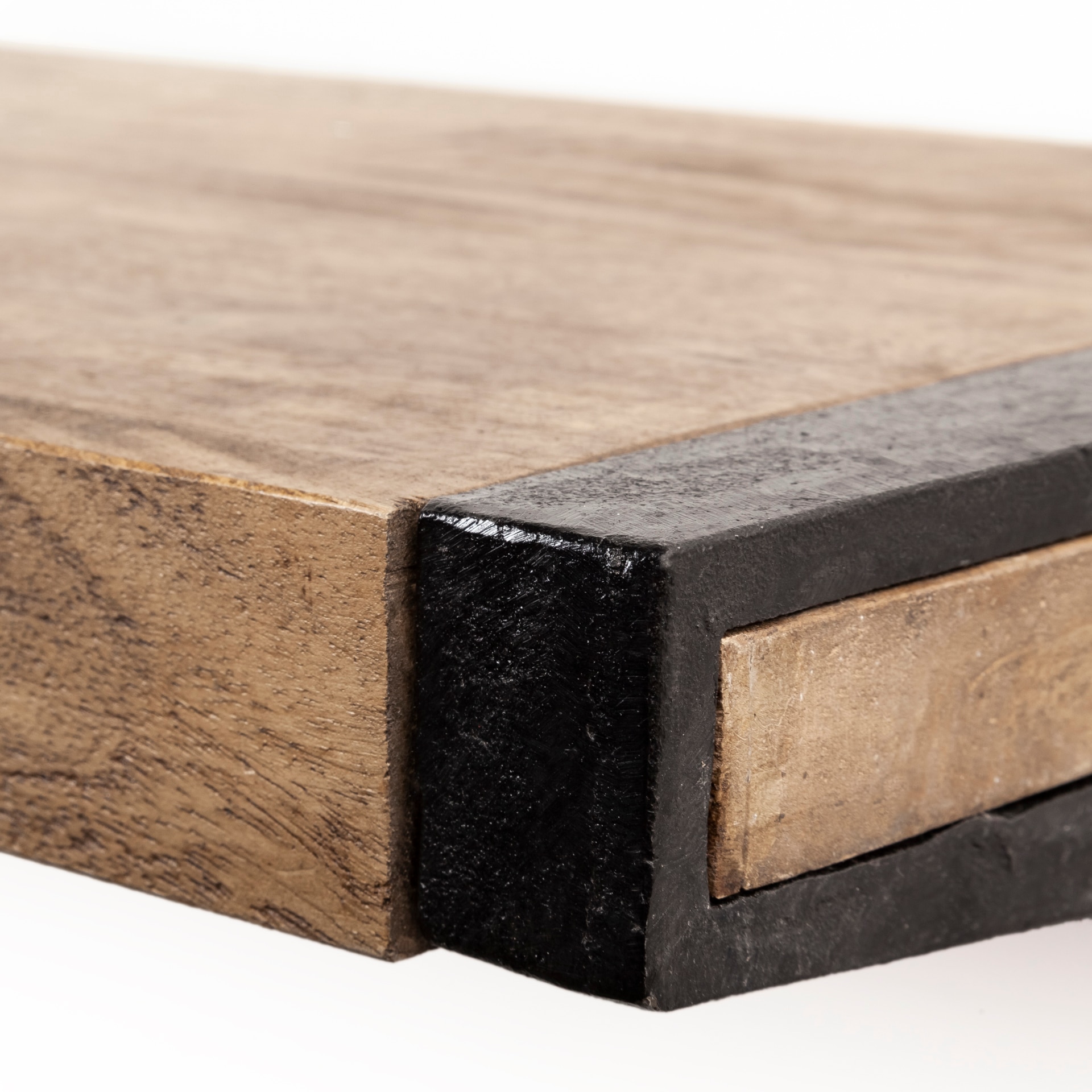 Dion Large Brown Wood and Iron Wall Shelf