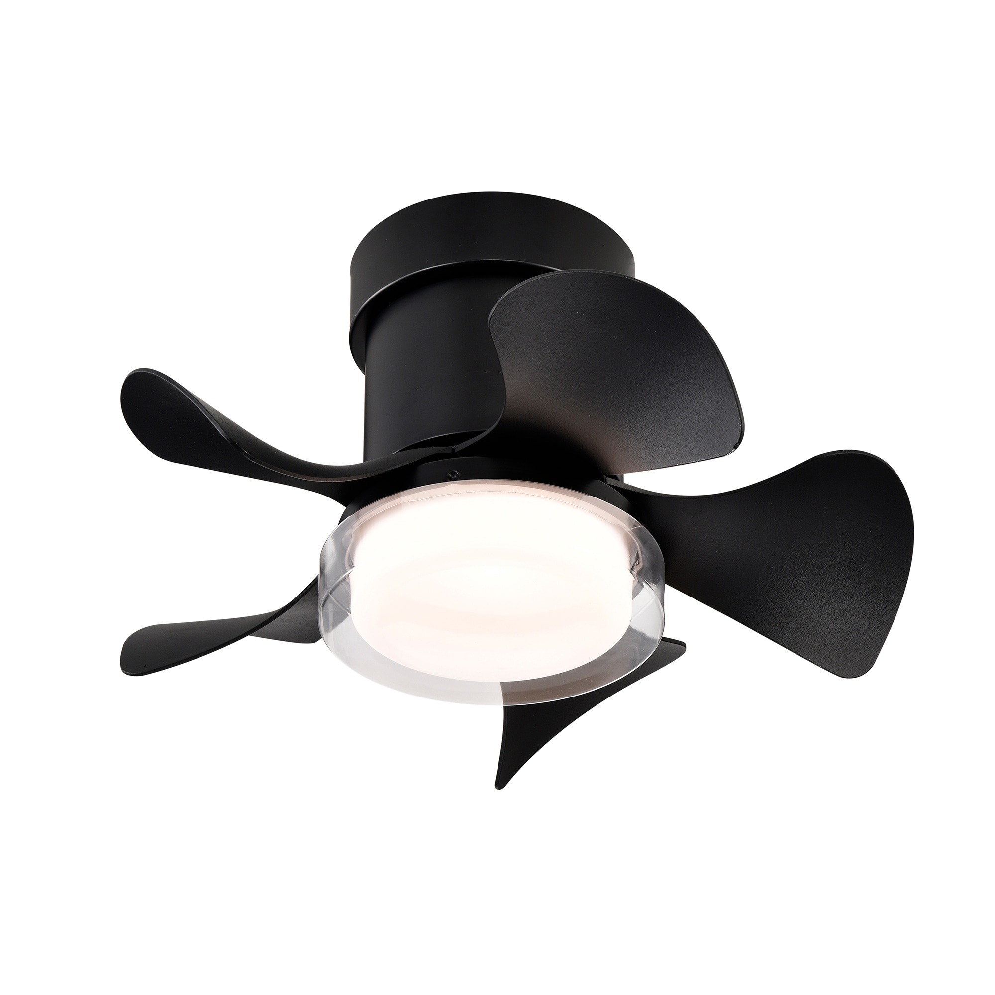 SINOFURN SYB570049BK 21-in Color-Changing Integrated LED Flush Mount Black with Finished Blades Ceiling Fan With Light - Remote Included ( 5 -Blade )