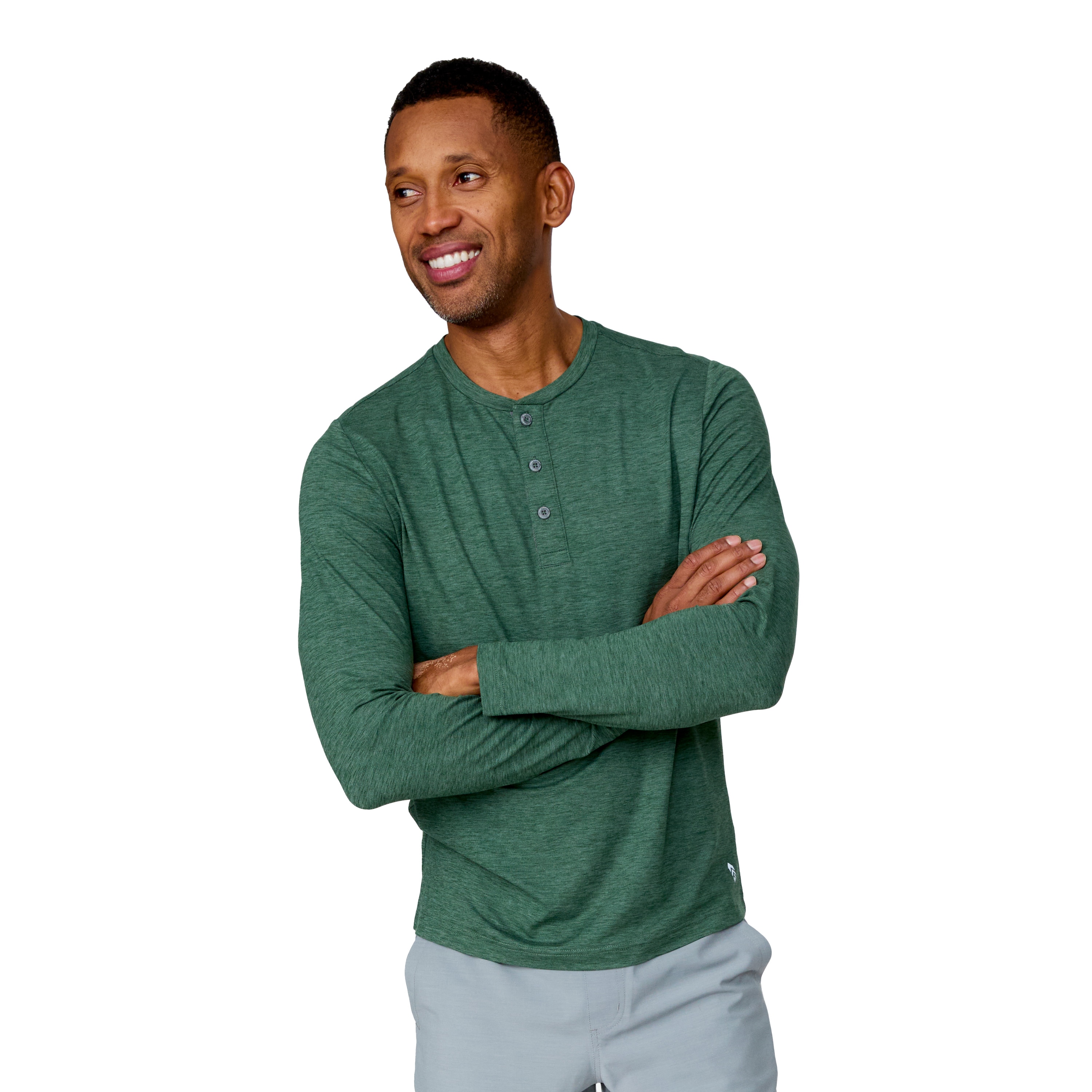 Free Country 16WMAS5579 CLNTRO XL Men's Green Knit Long sleeve Solid Henley ( XL )