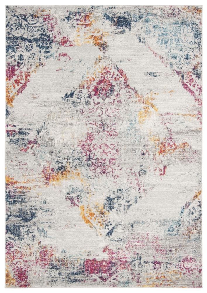 Gray and Fuchsia Synthetic Flat Woven 6' x 9' Area Rug