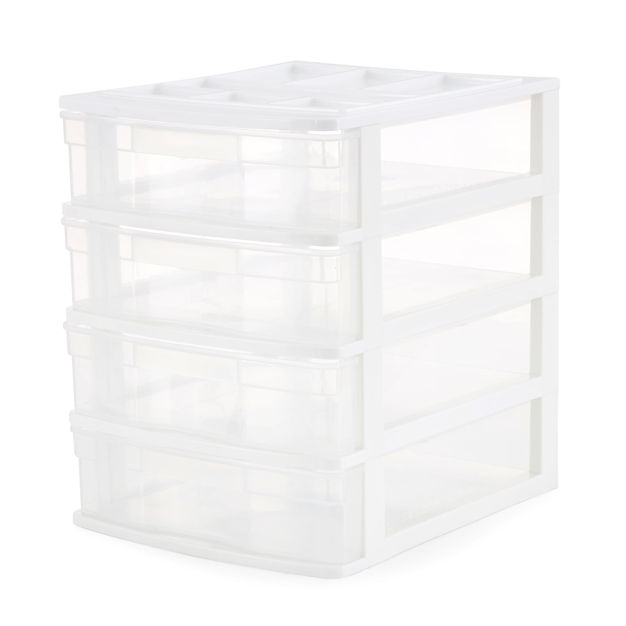 5 Unit Plastic Shelves Drawer Organizer Shelving Storage Set Solution  Stackable With Clear Drawer Handles for Home Office School Kids Cabinets  Dresser
