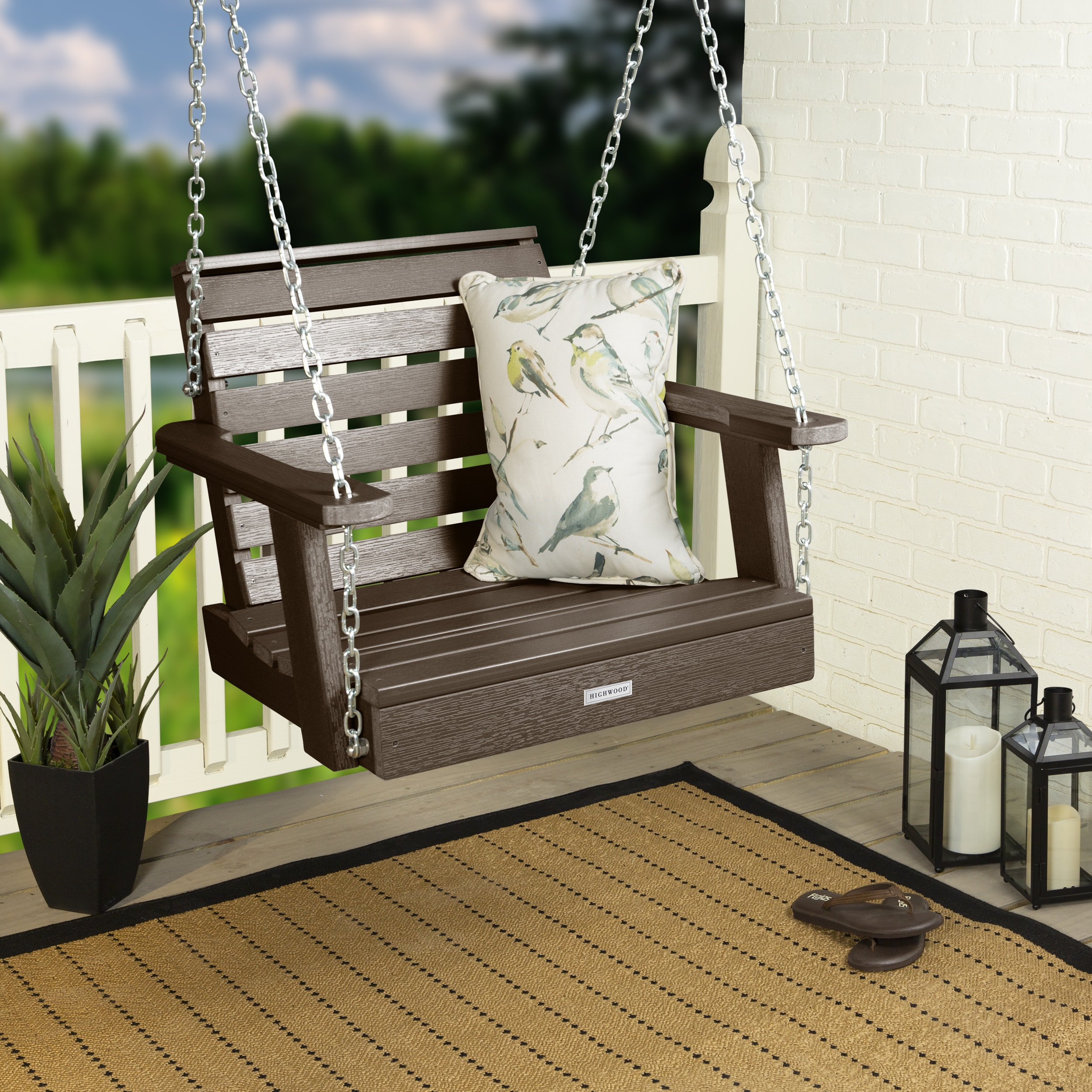 highwood - Weatherly 1 -person Weathered Acorn Outdoor Swing