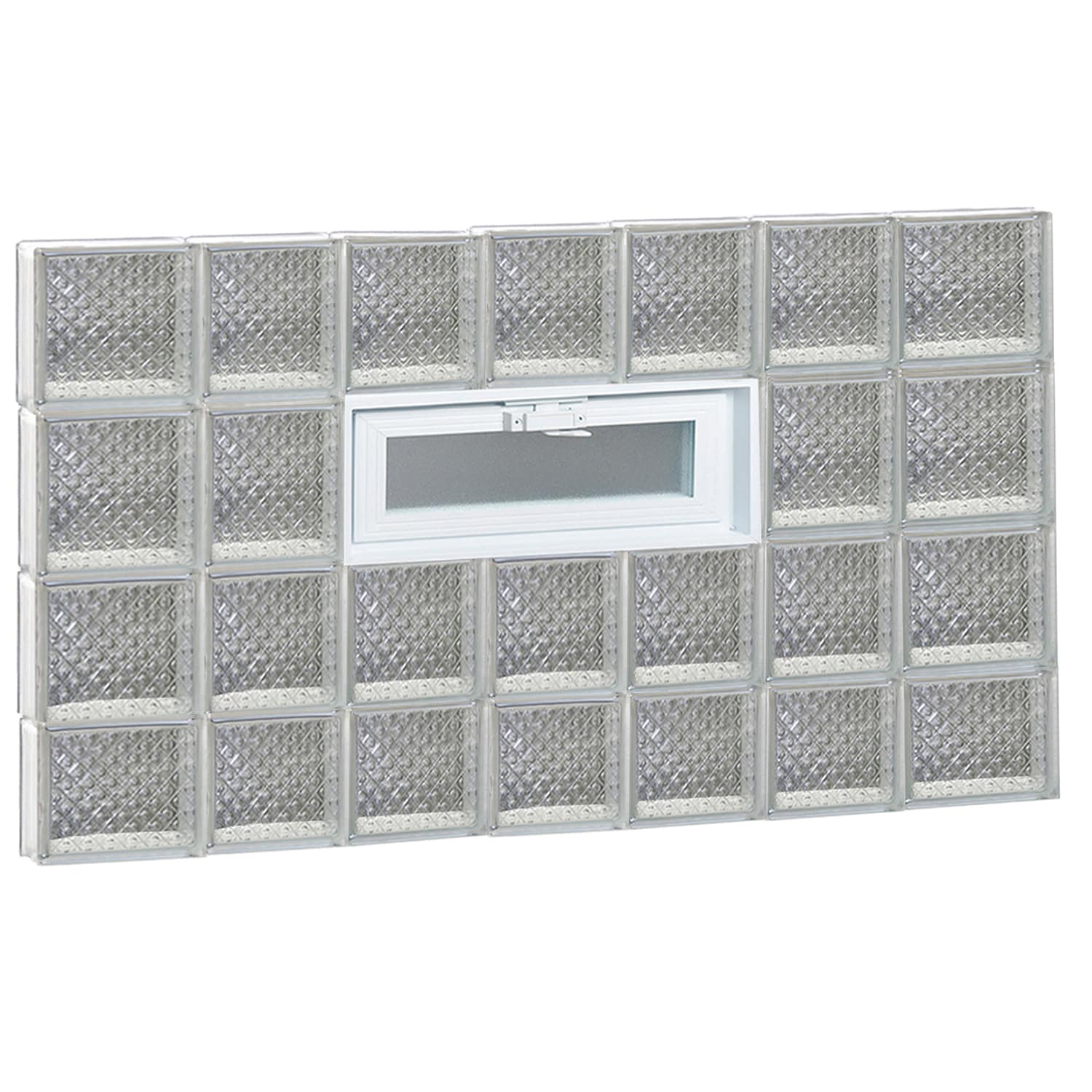 REDI2SET V4630DP Diamond Glass 44-1/4-in x 29-in Frameless Replacement Vented Glass Block Window