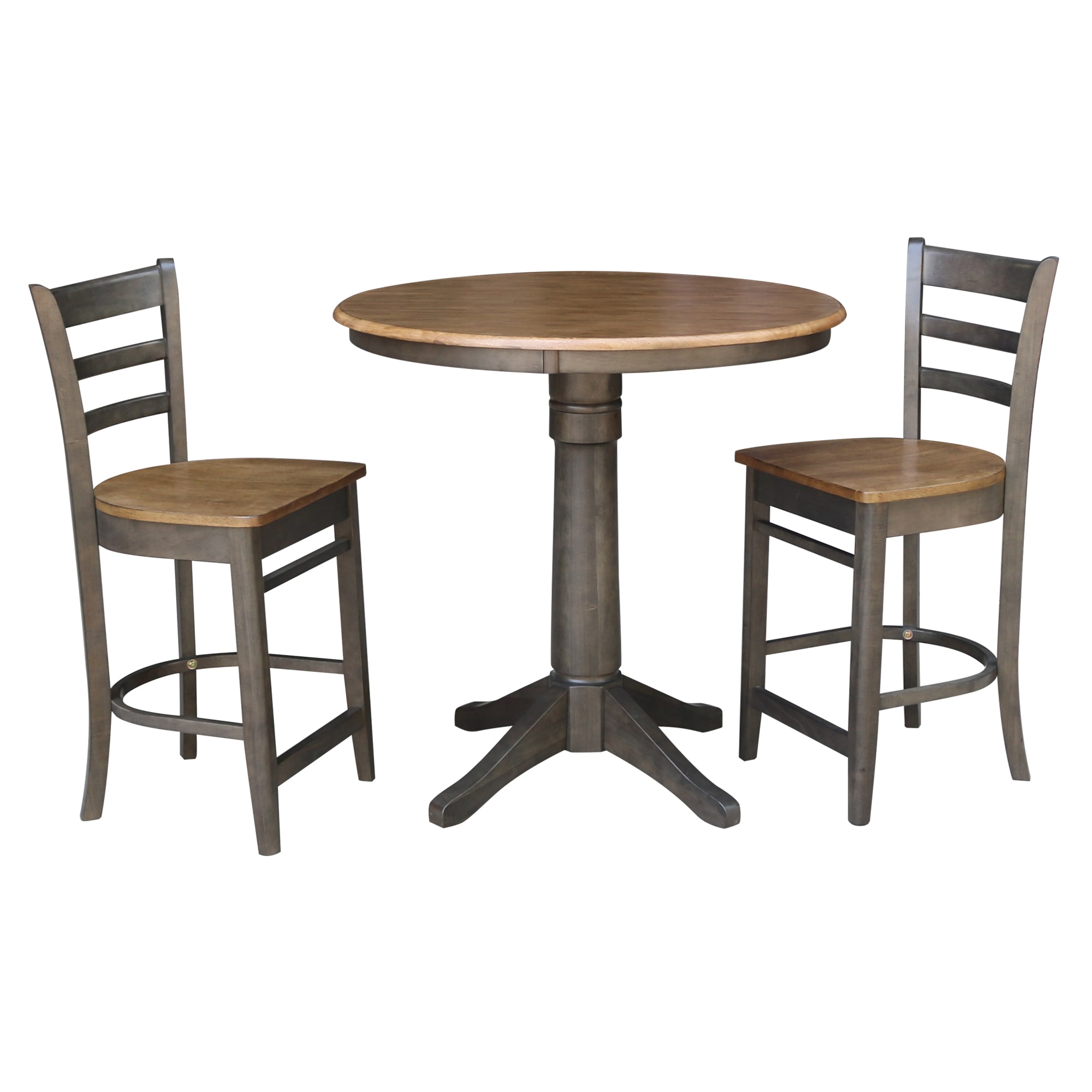 International Concepts K45-36RT-27B-S6172-2 Hickory/washed coal Casual Dining Room Set with Round Table ( Seats 2 )