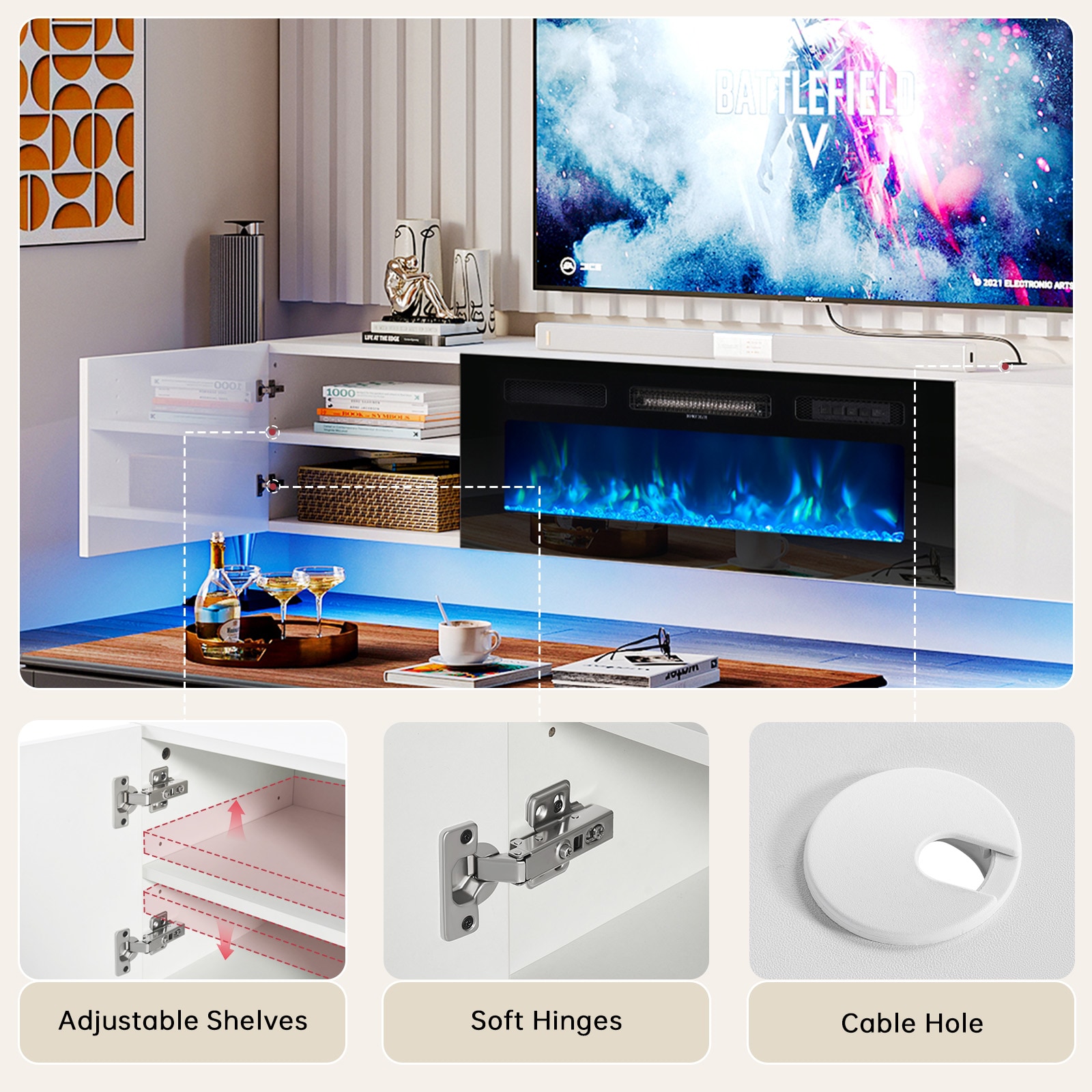 AOXUN AX-30270W Electric-Fireplaces - View #2