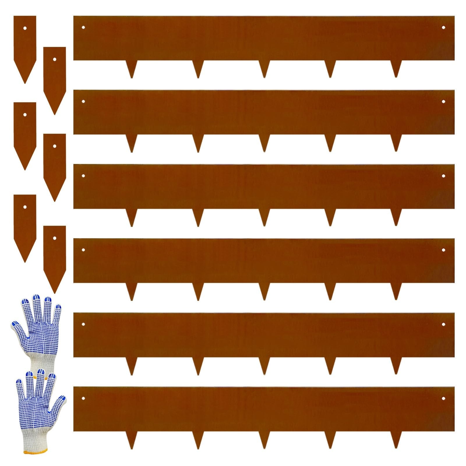 Adrinfly  Corten Steel Landscape Edging 40 Inch Length x 6 Inch Height 20FT Total 6 Pack Pre Rusted Flexible Bendable No Dig Lawn Border Strips with 6 Clips for Garden Patio Pathway