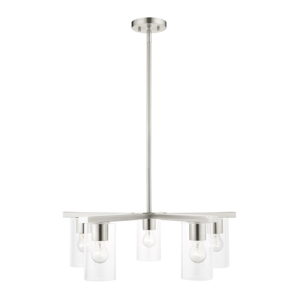 Livex Lighting Zurich 5-Light Brushed Nickel Transitional Damp Rated ...