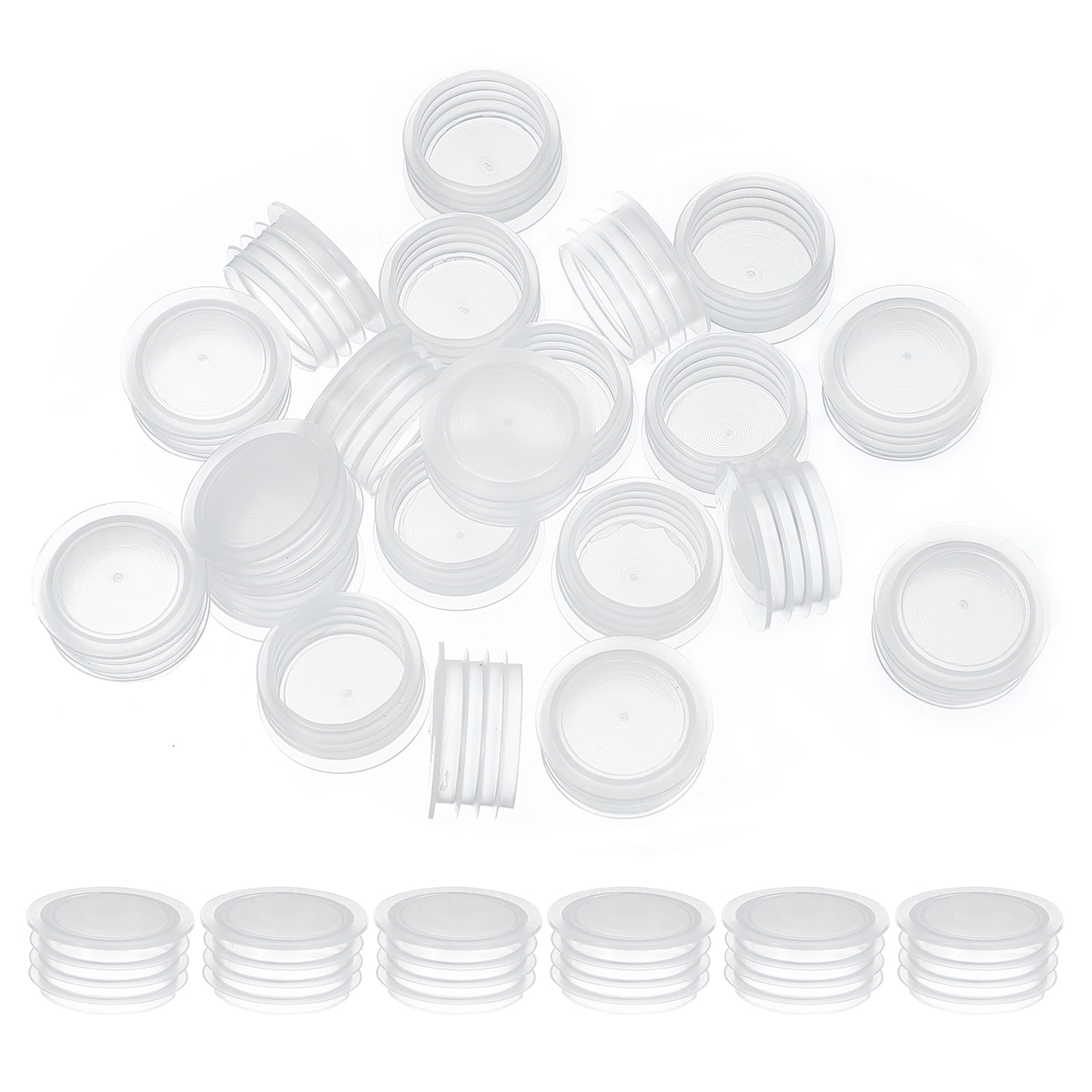 PATIKIL Salt and Pepper Shaker Stoppers 19mm/0.75inch 25pcs Plastic Salt Shaker Plug Replacement Reusable Clear Round End Cap for Pots Bottles Pipes #S26042300UX5259