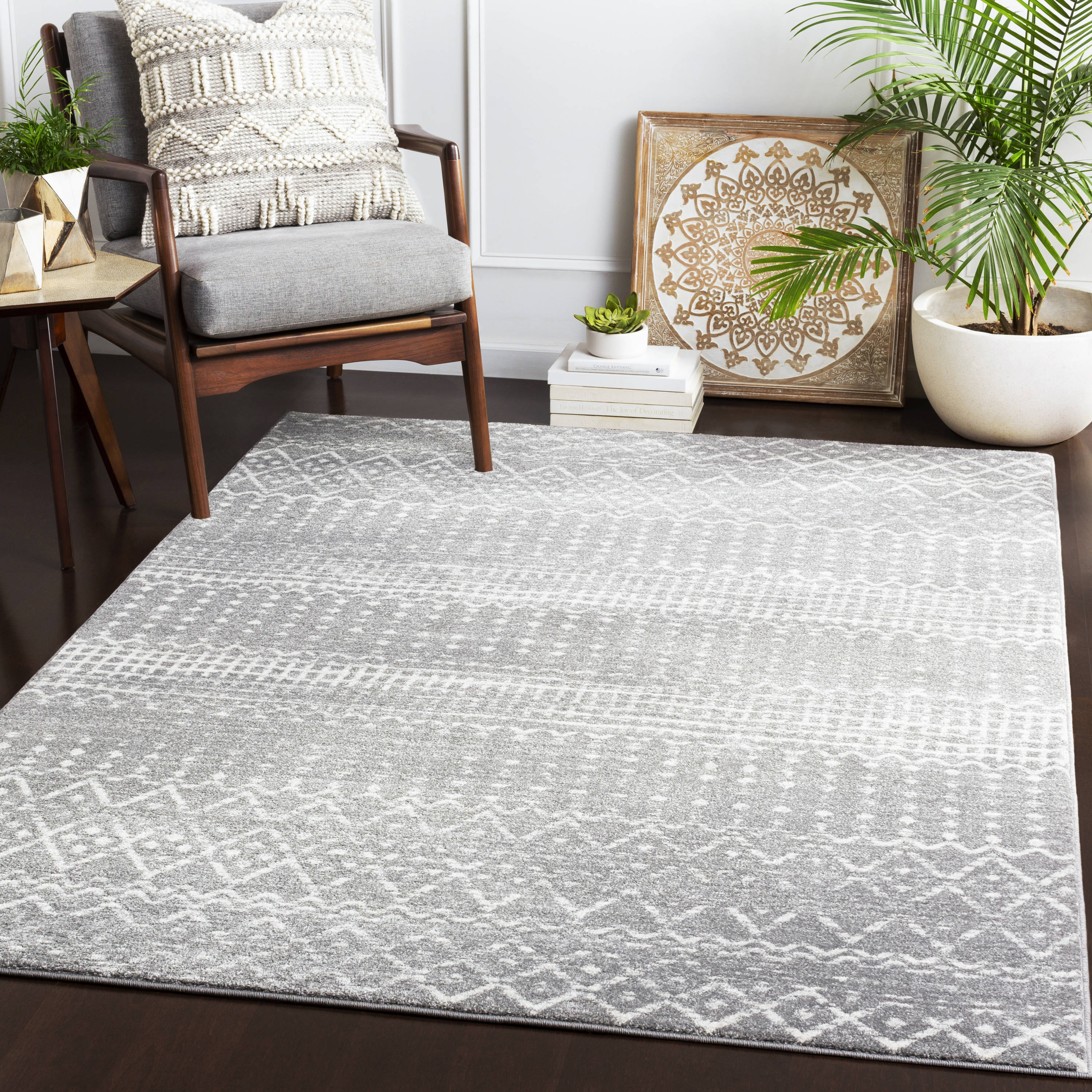 Surya HAP1096-93126 Harput 9 X 12 Charcoal Indoor Trellis Vintage Area Rug