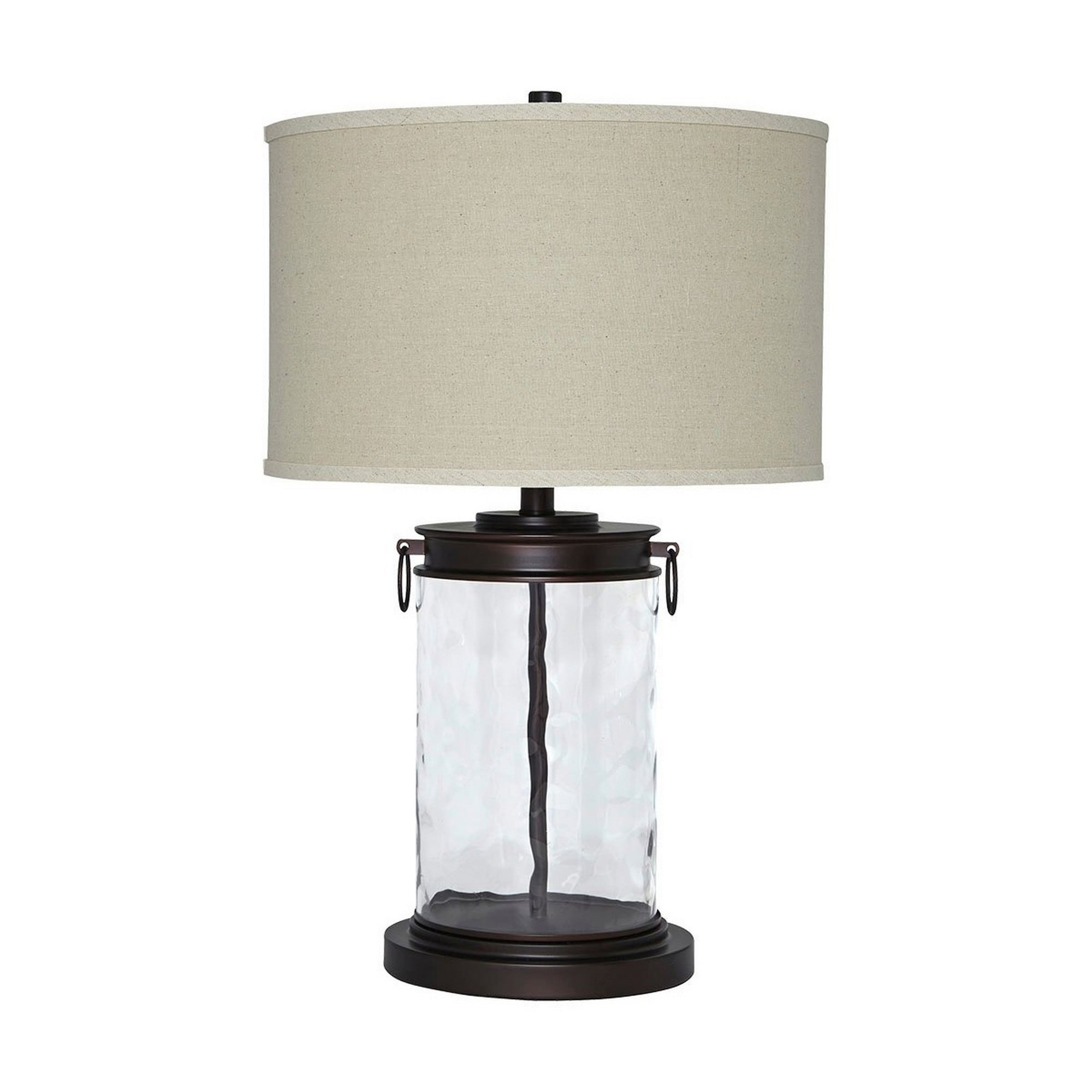 Benzara BM231953 25-in Bronze LED On/Off switch Table Lamp with Fabric Shade
