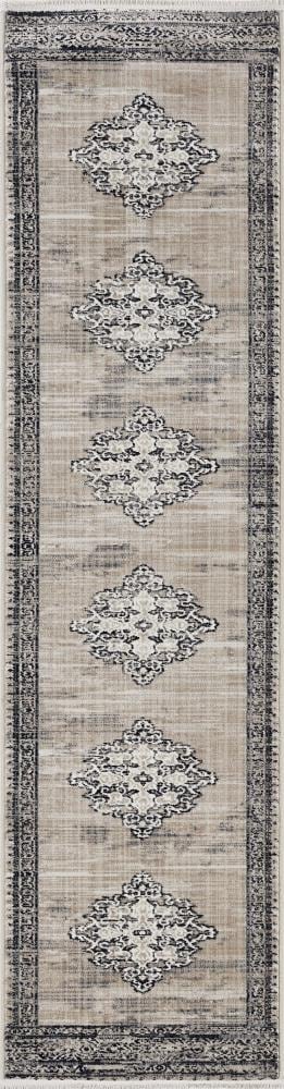 KAS Rugs WES765053X77 Westerly 5 X 8 (ft) Sand/Charcoal Indoor Medallion Vintage Area Rug