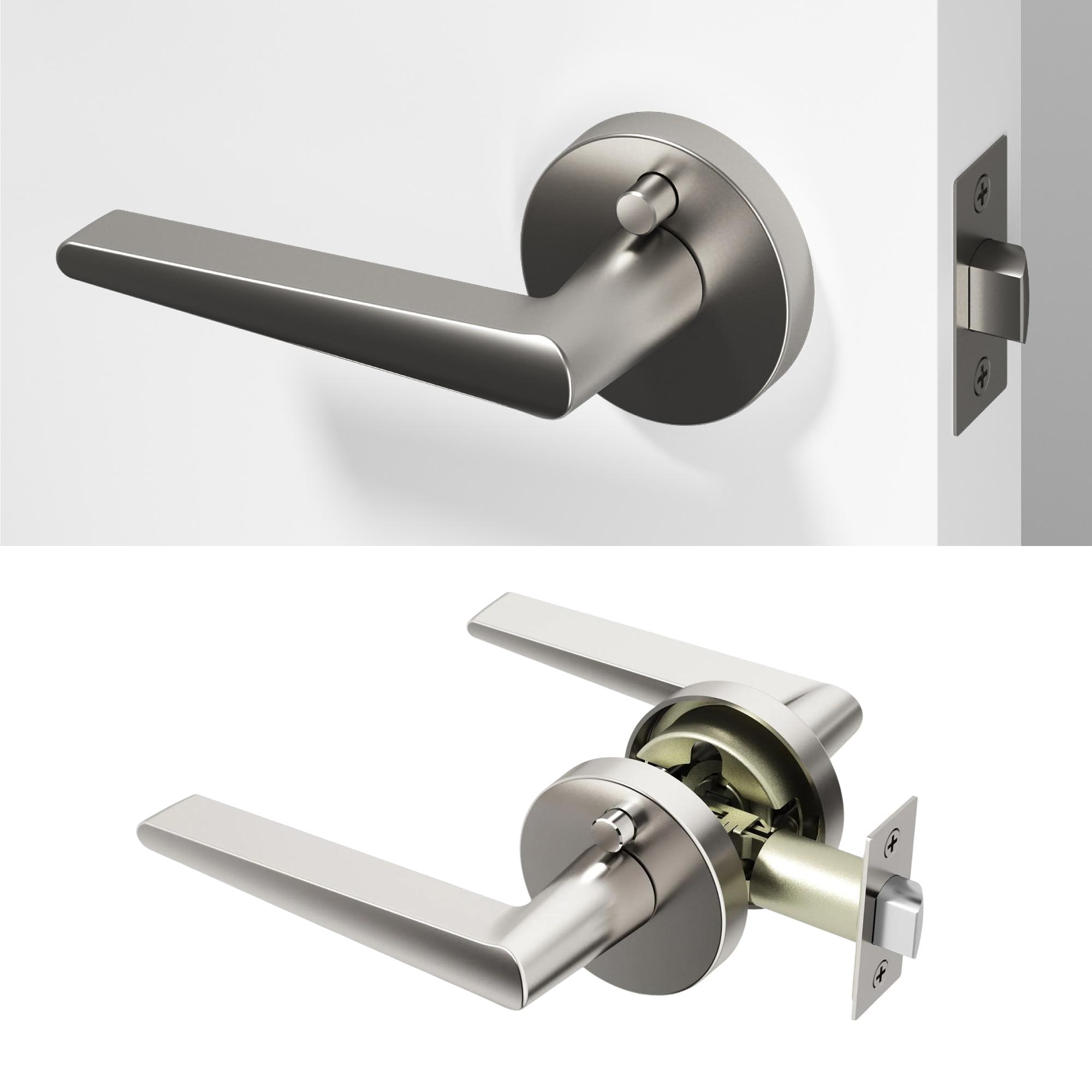 OKUN Halo Brushed Nickel Interior or Bed/Bath Hall/Closet Privacy Door Handle