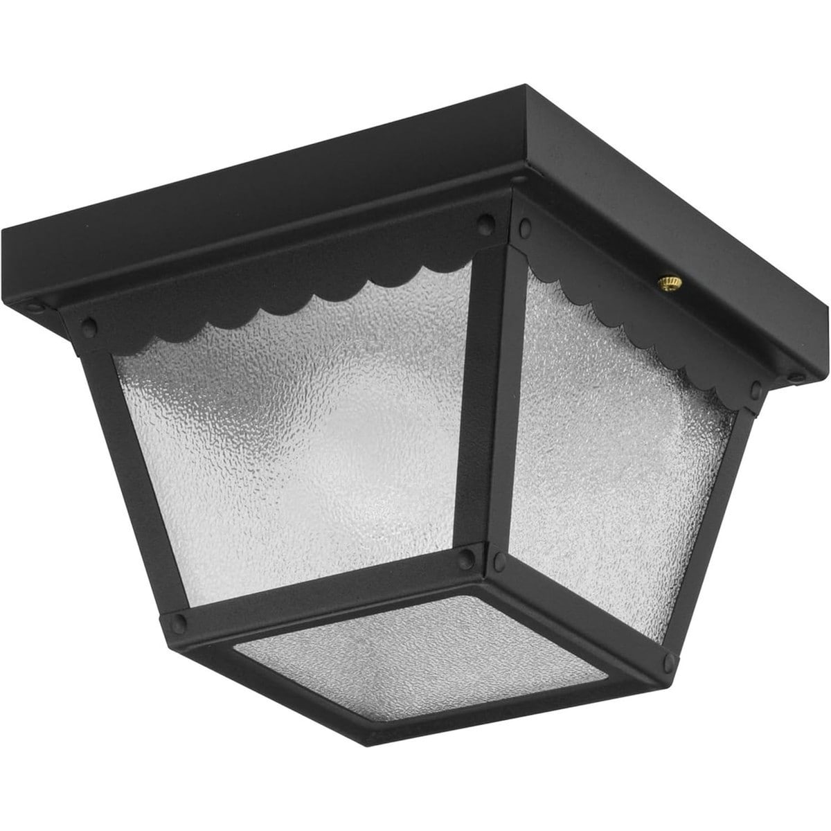 Slagawa  Black Flush Mount Ceiling Light with Textured Glass 7.5 by 5 Inch for Indoor and Outdoor Use