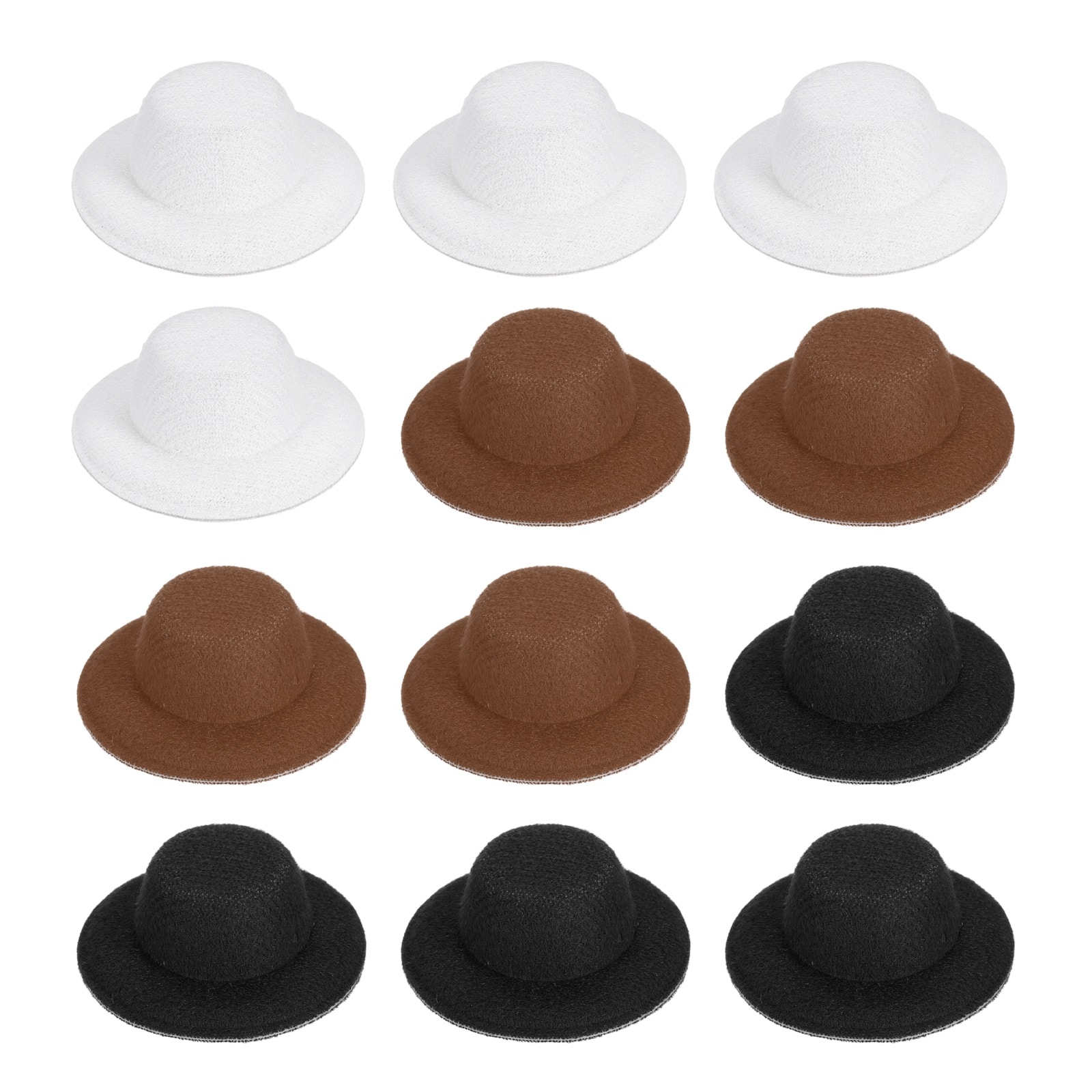 PATIKIL 1.6 Inch Mini Formal Hats 12pcs Miniature Doll Hats Mini Top Hat for Crafts Hair Accessories Decorate Doll Snowman Black White Coffee