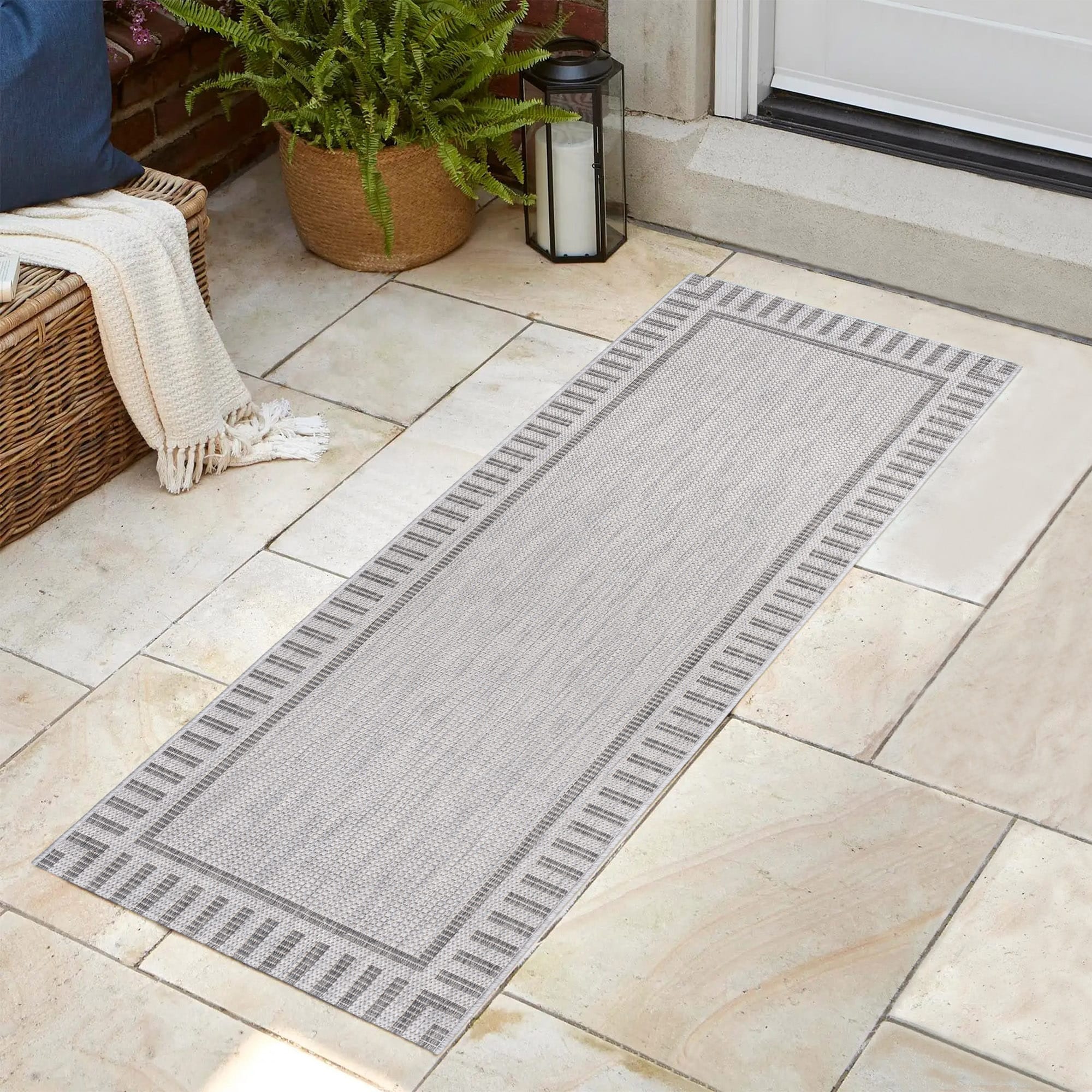 GERTMENIAN 28001 2 x 6 (ft) Polypropylene Ashe/Steel Rectangular Indoor/Outdoor Stripe Runner rug