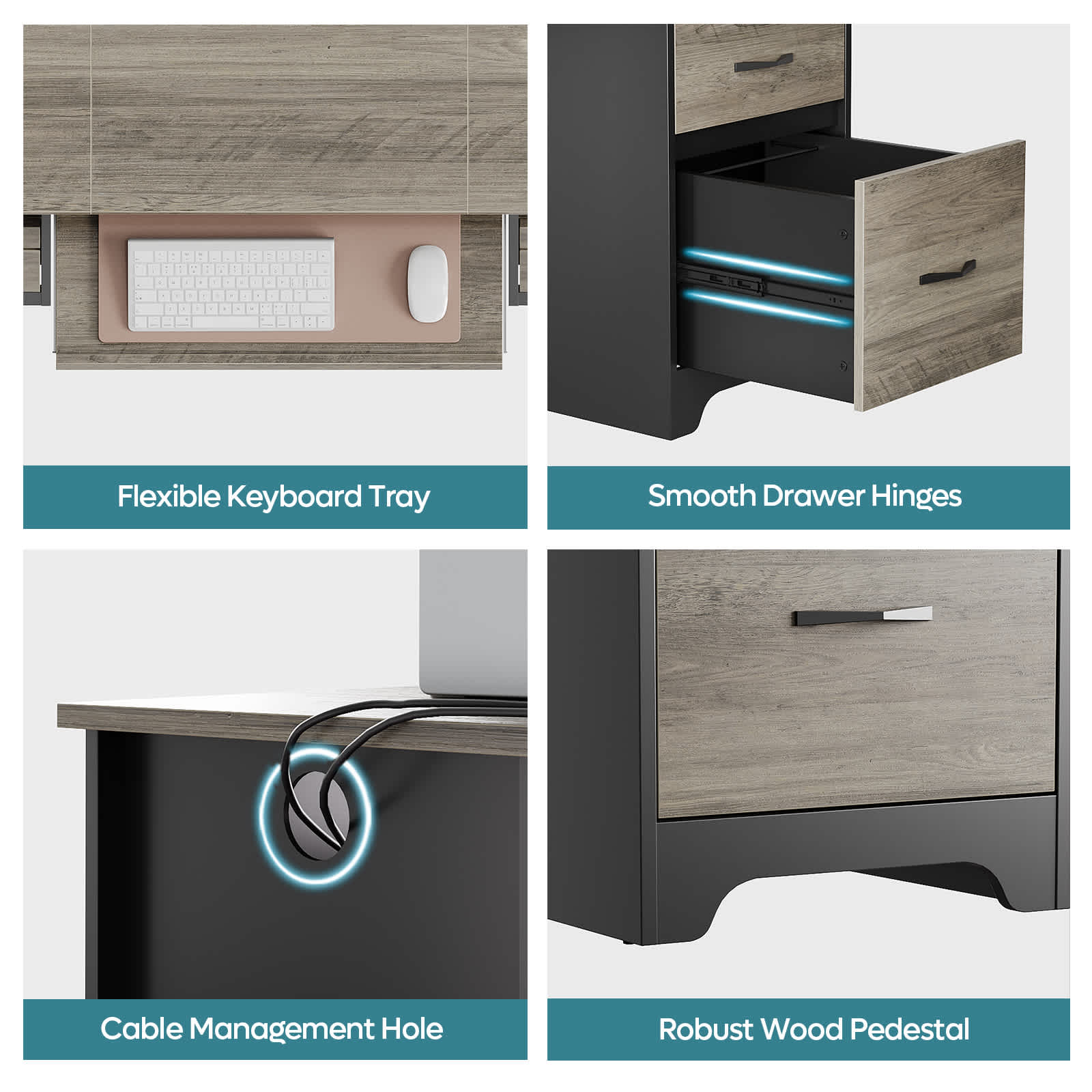 Bestier LOW-H104415L-GRW desks - View #3