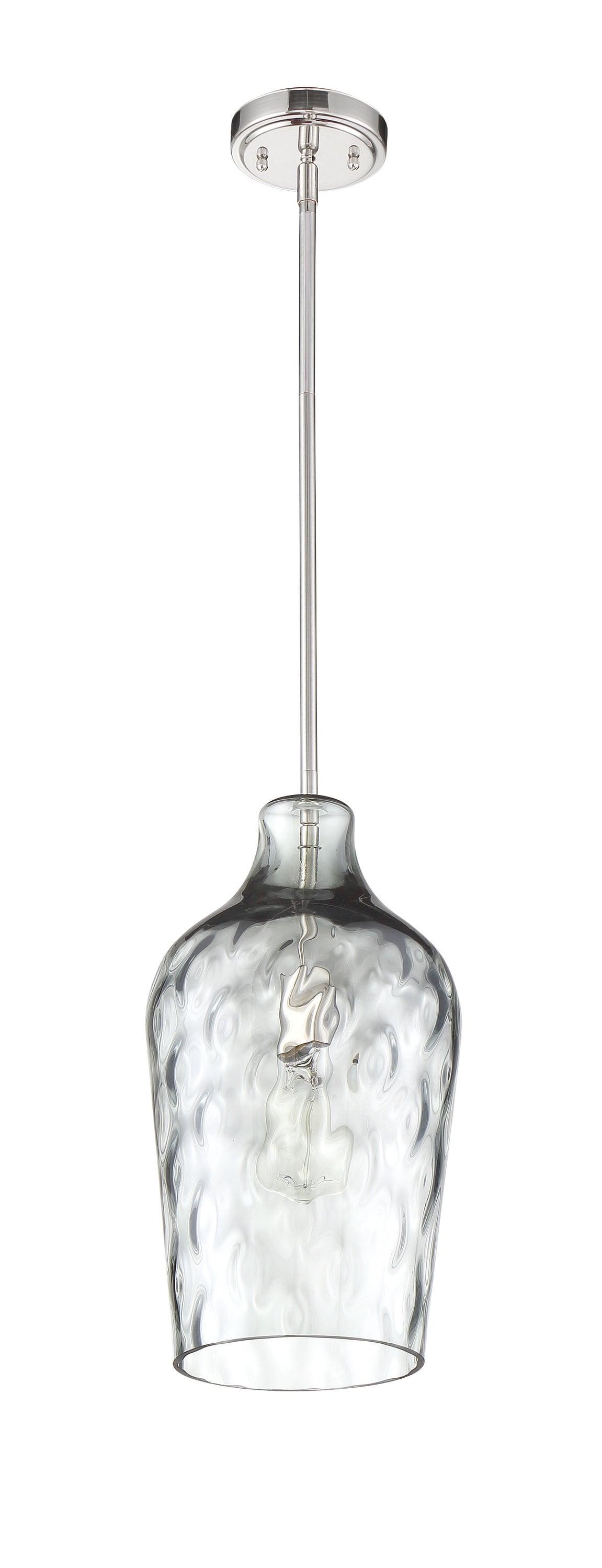 Clear Hammered Glass Mini Pendant Light with Brushed Nickel Finish