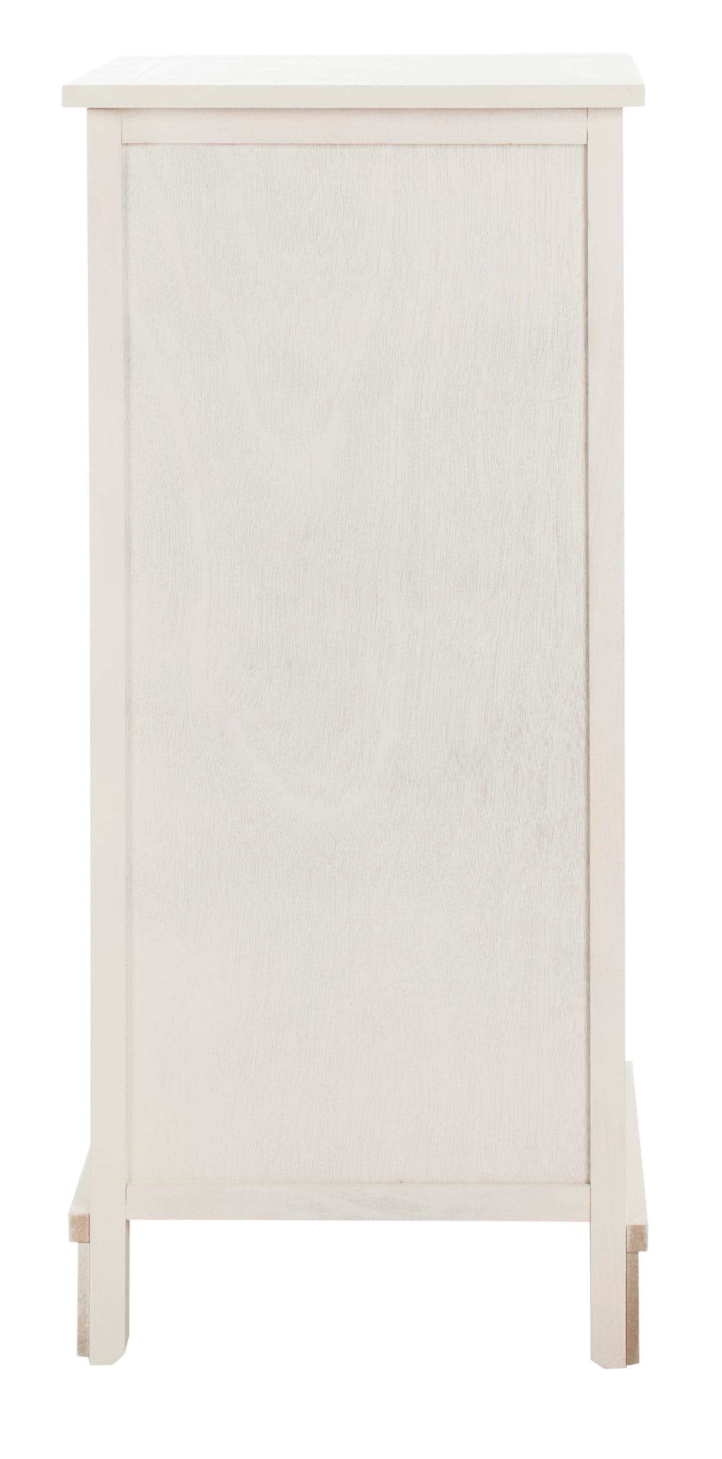 Distressed White Pine Accent Cabinet with Wicker Baskets