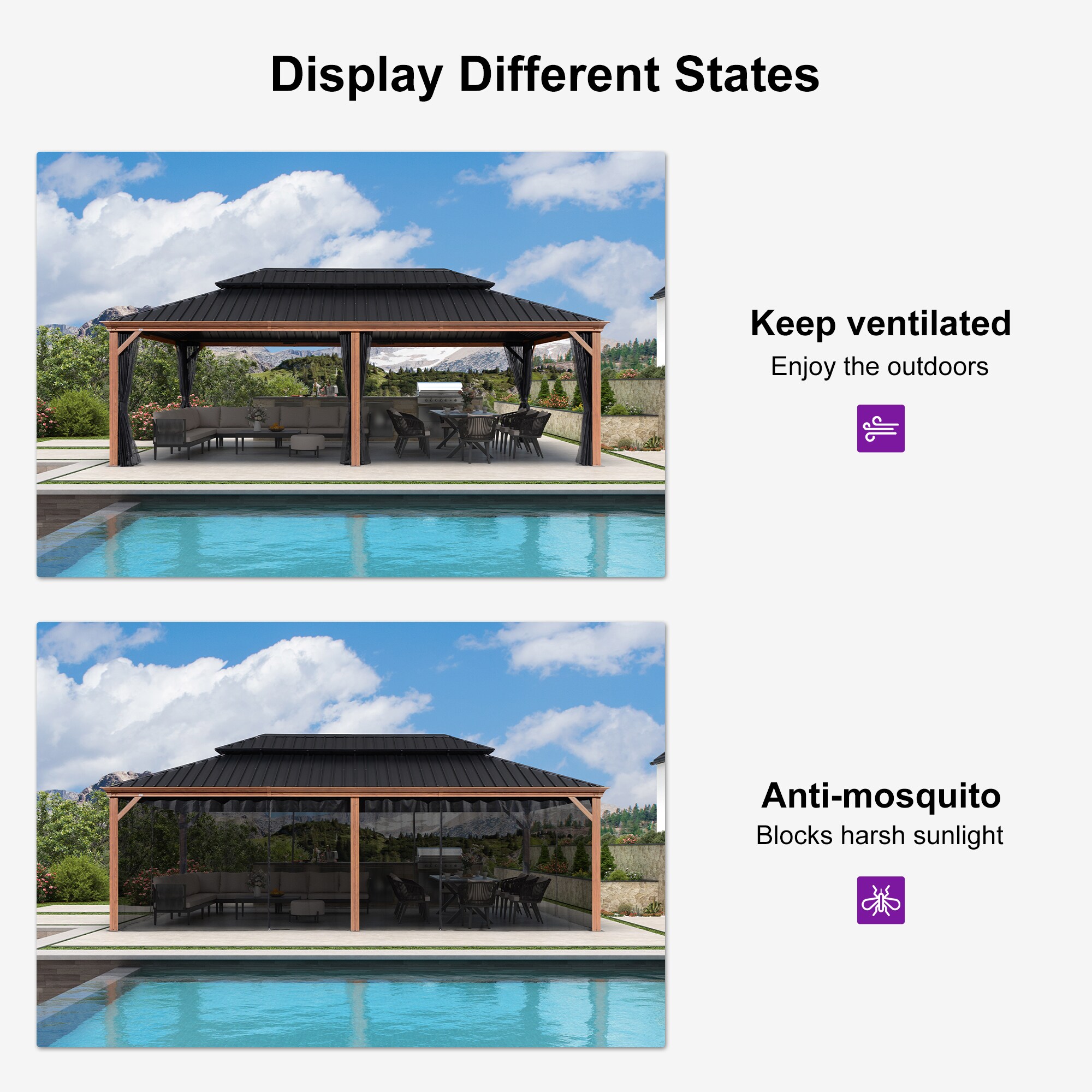 PURPLE LEAF LS06WHTG1424-H Wood-Resin-Gazebos - View #10