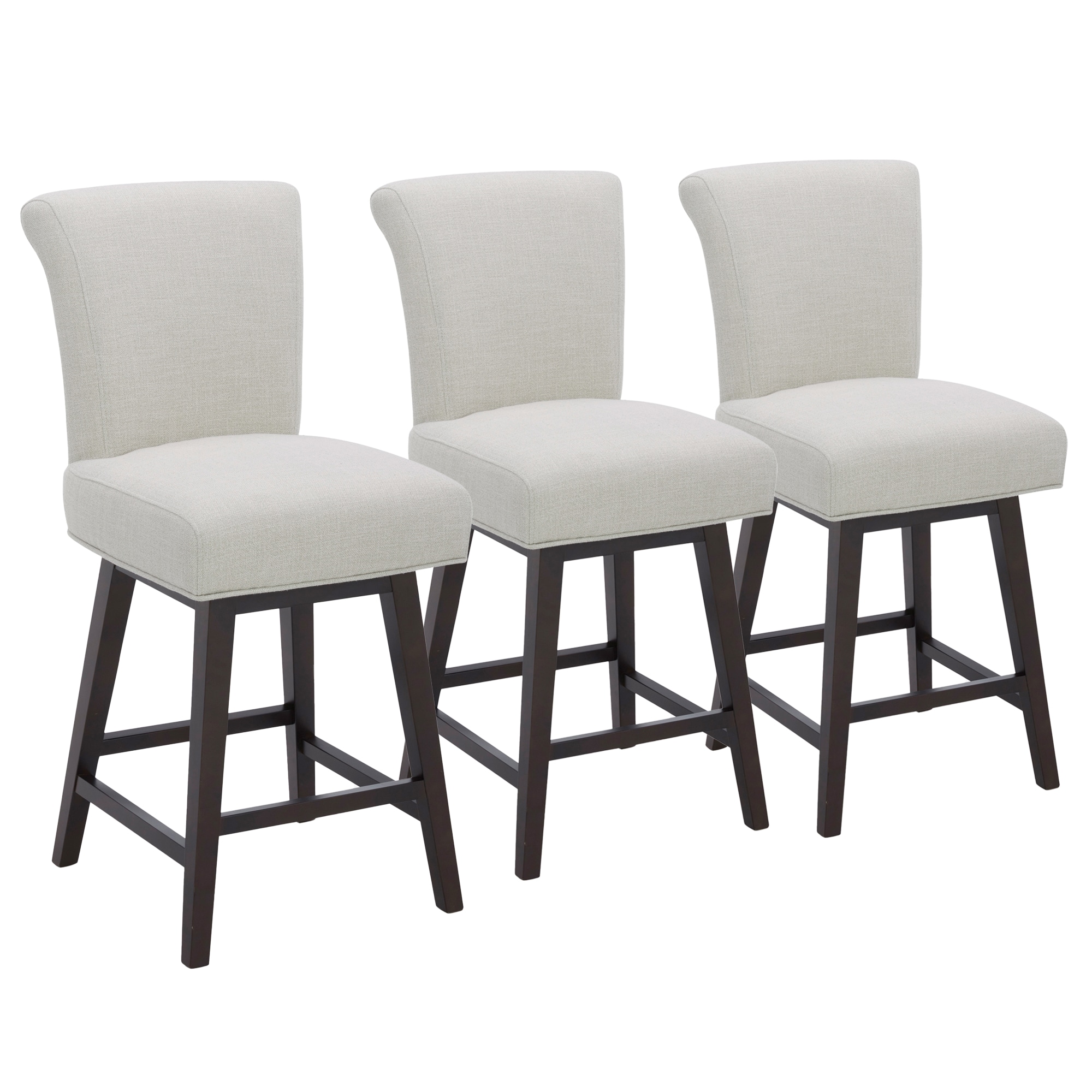Circle 55 3-LWSY606D-C0200311T 3 -Set Linen 26-in H Counter height Square seat Upholstered Swivel Wood Bar Stool and Back