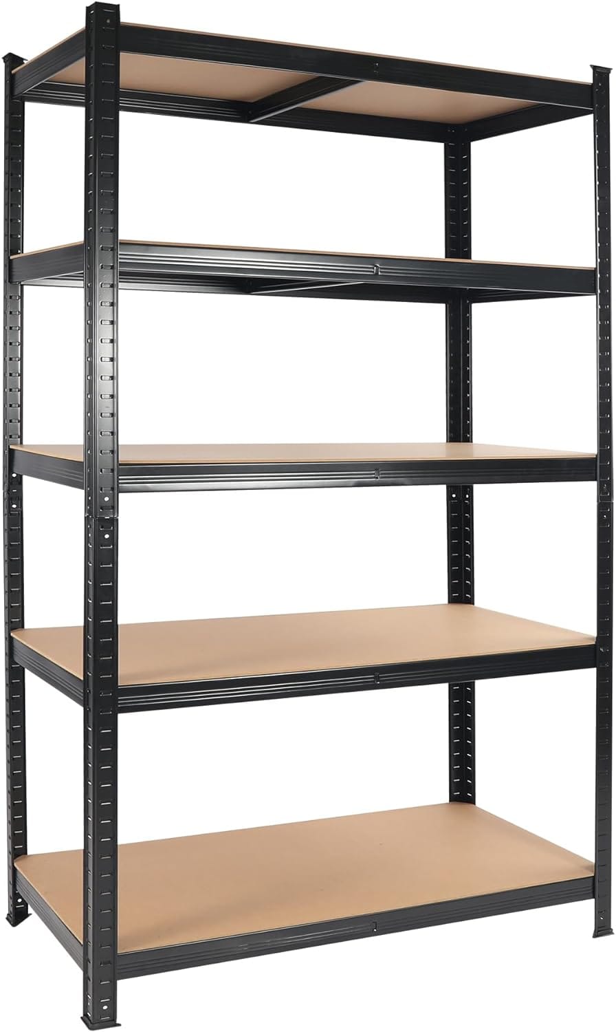 Flynama J-V-143045 Metal Heavy Duty 5 -Tier Utility shelving unit ( 15.7-in W x 35.4-in D x 71-in H ) ( Black , ( 400-lb lbs. Capacity Per Shelf )