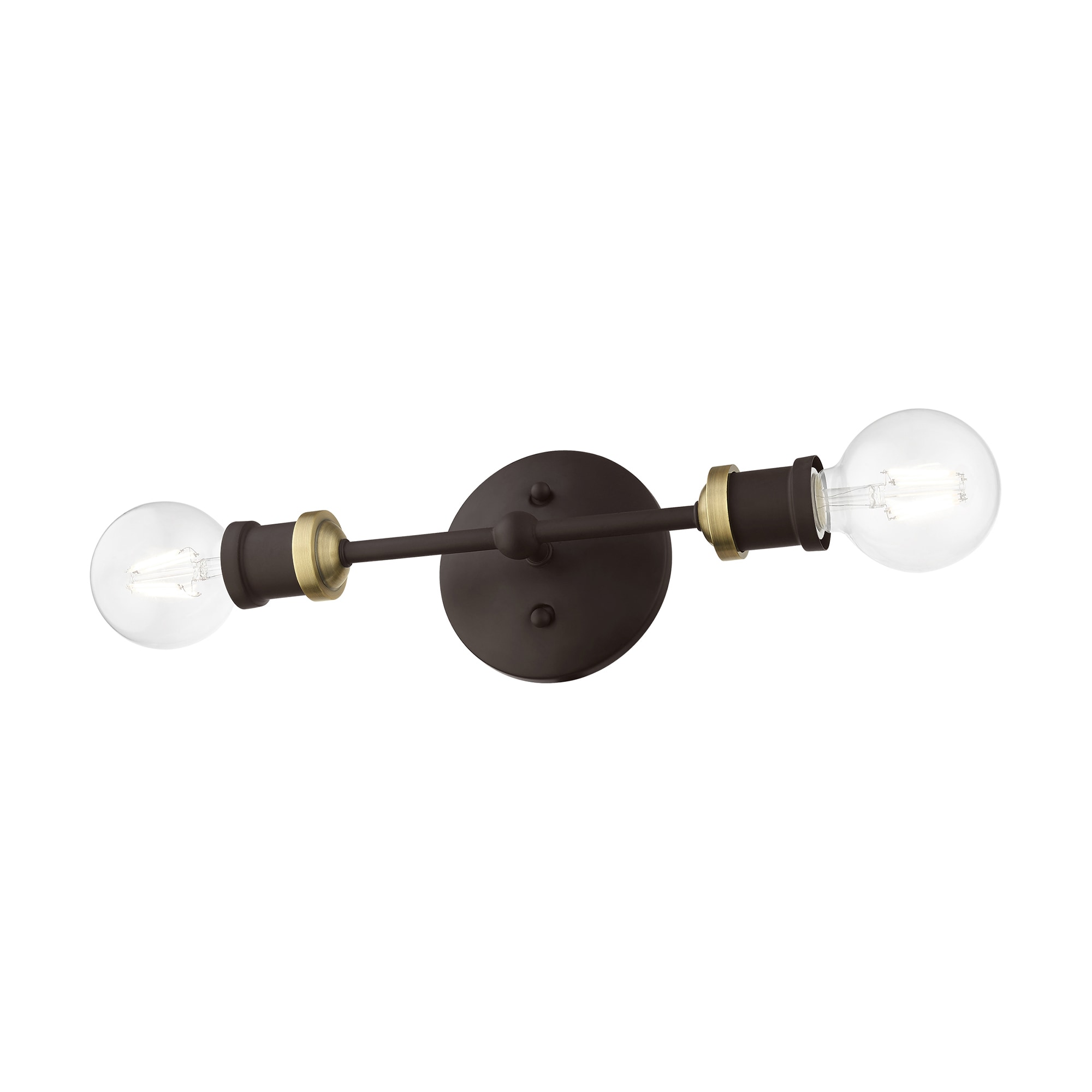 Lansdale 12" Contemporary Urban Two-Light Sconce in Bronze and Brass