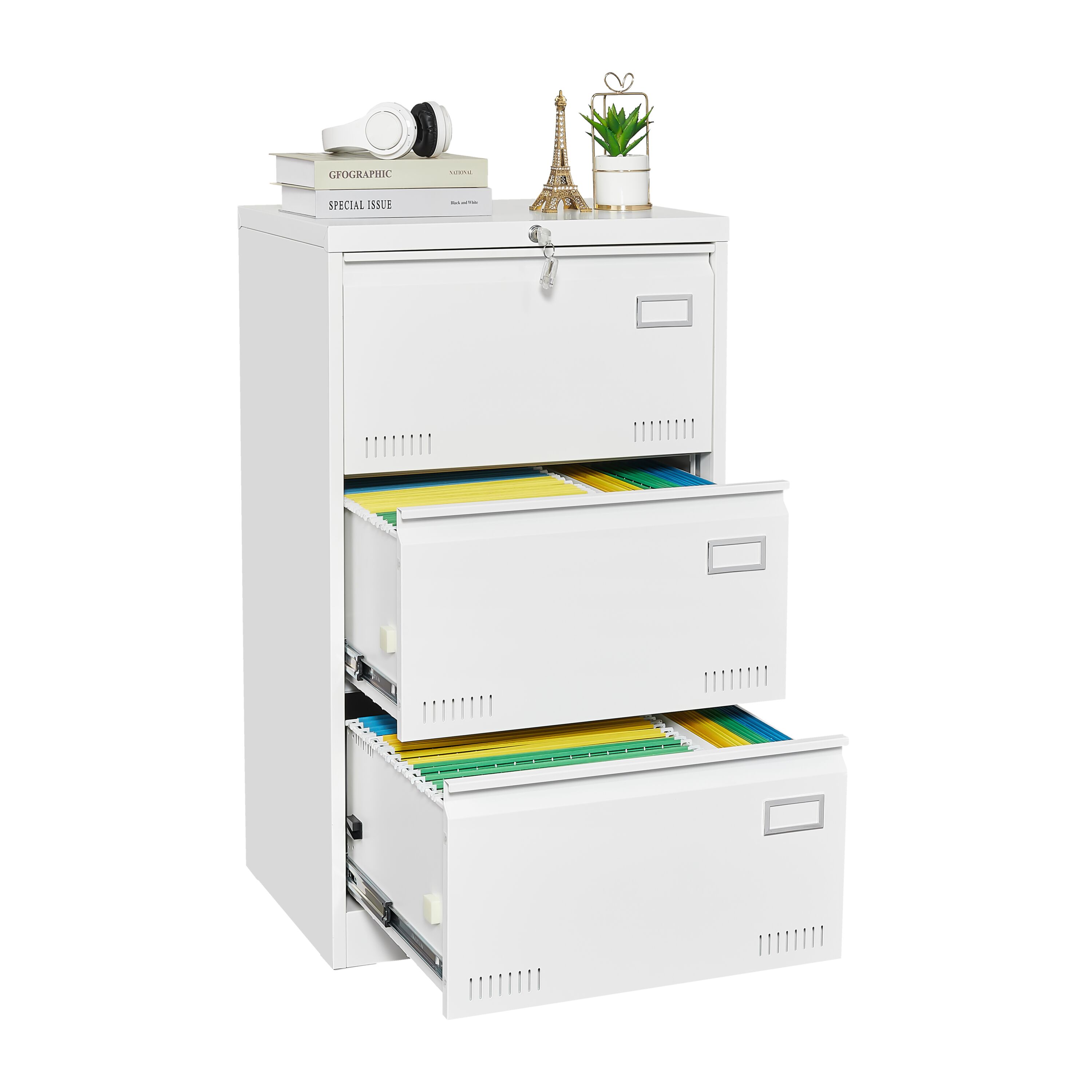 Mondawe OR-W592KA-LF White 3 -Drawer 23.62-in File Cabinet