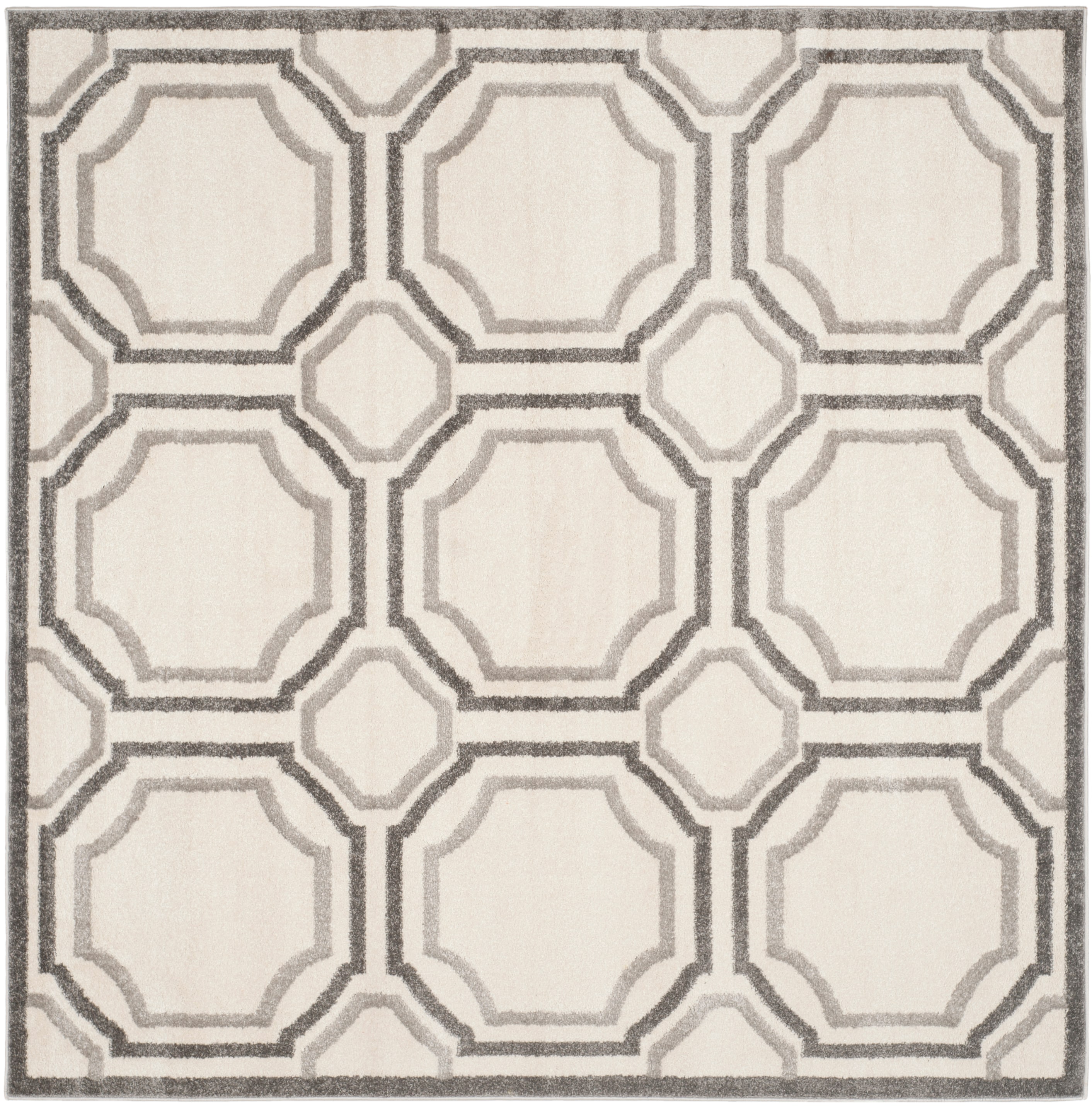 Safavieh AMT411E-7SQ Amherst Mosaic 7 x 7 (ft) Loomed Synthetic Ivory/Light Gray Square Indoor/Outdoor Geometric Area rug