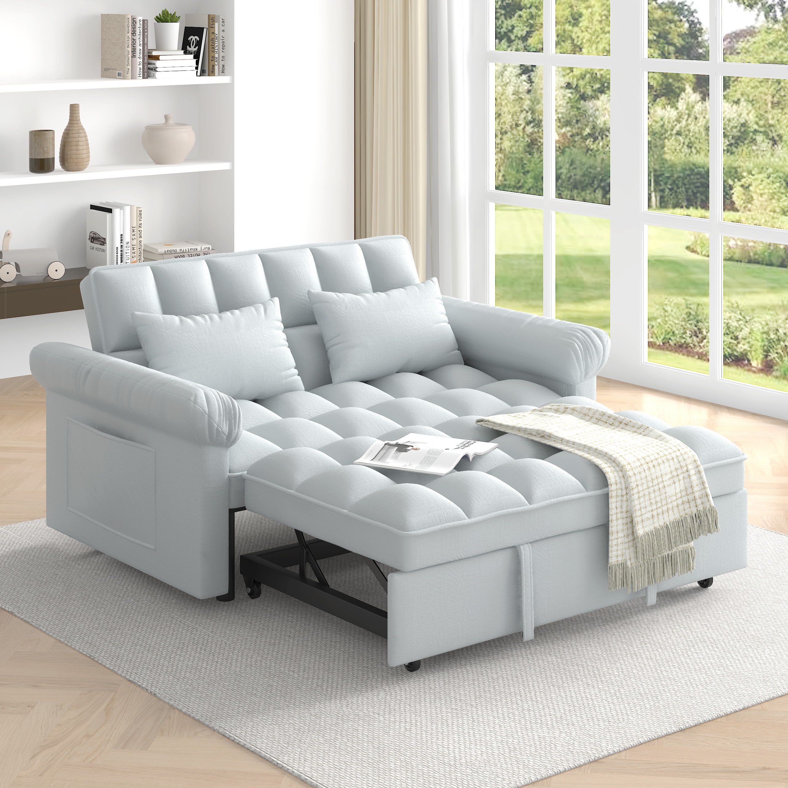 EXTRAUP YHLW2100P184493 Sofa Bed Gray Contemporary/Modern Polyester Full Sofa bed