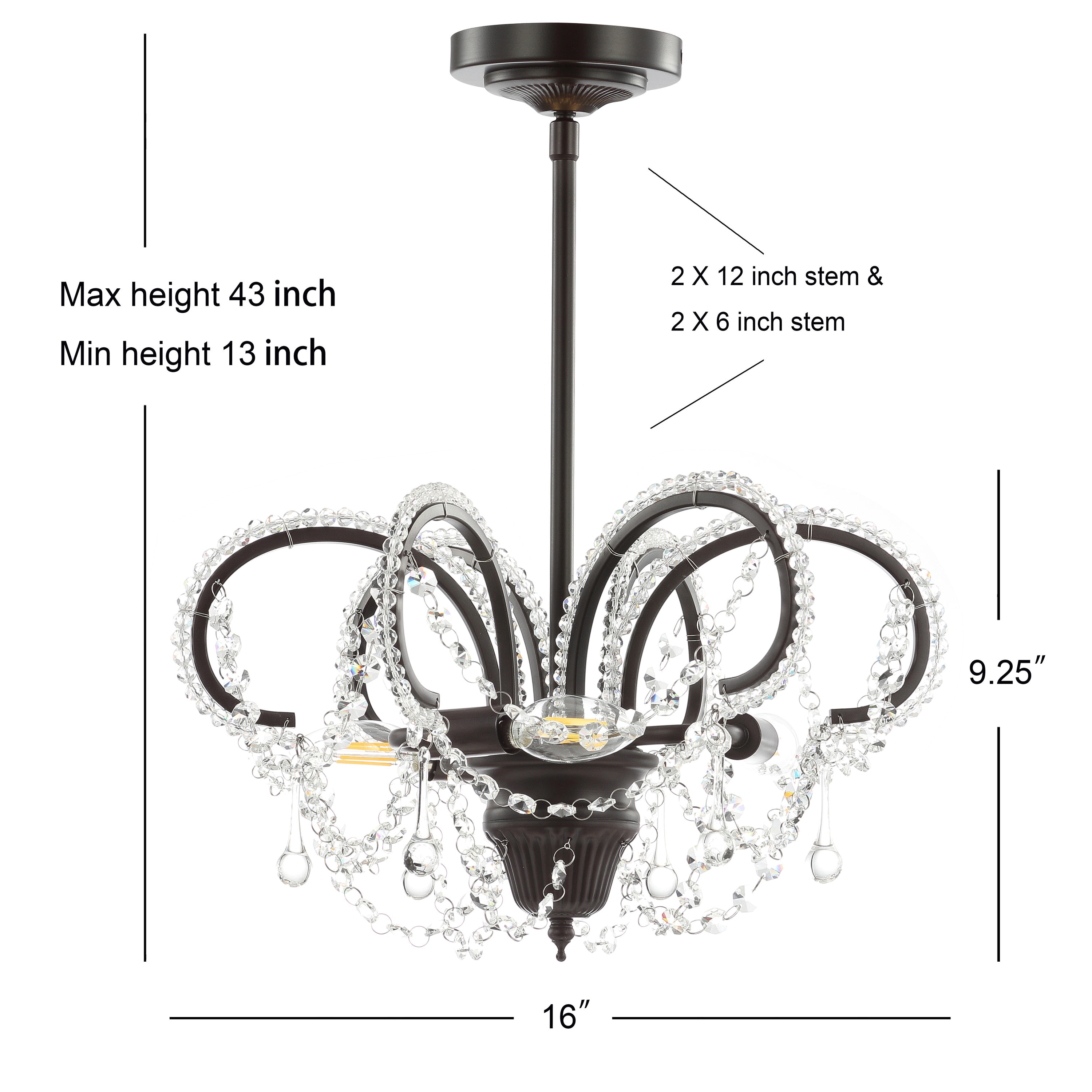 Bronze Crystal LED Adjustable Ceiling Mount Chandelier