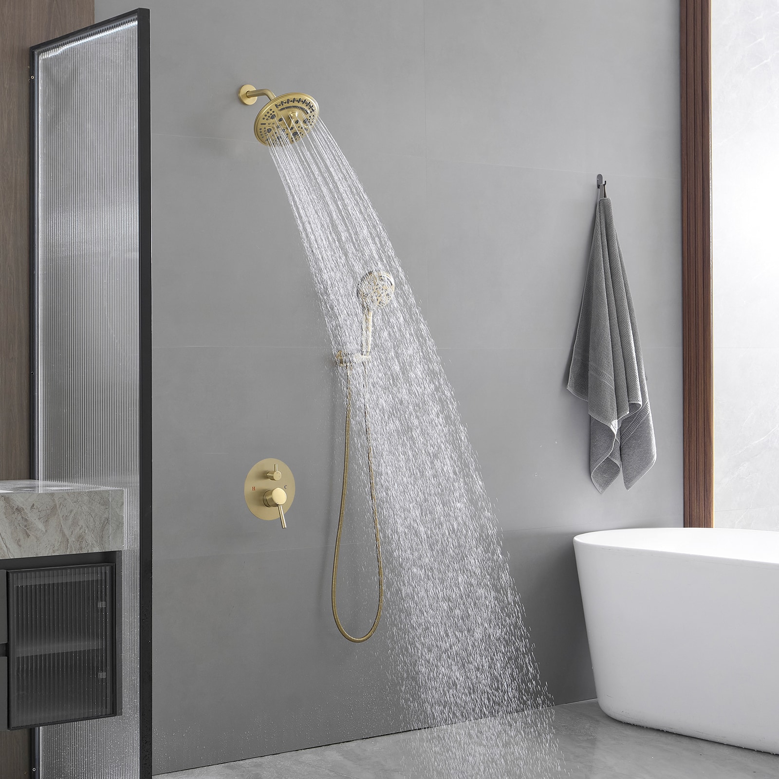 BWE A-98017-BG Showerhead-Bar-Panels - View #2