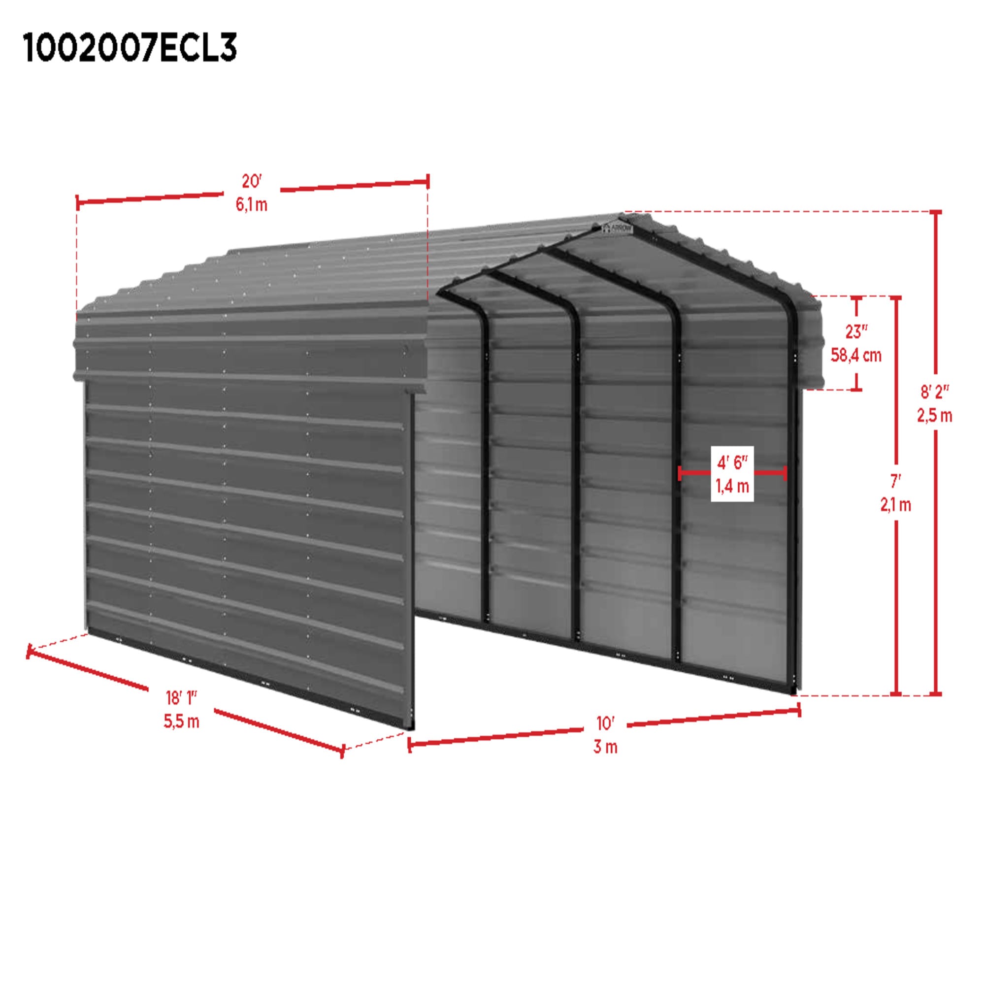 Arrow CPHC102007ECL3 Carport-Covers - View #3