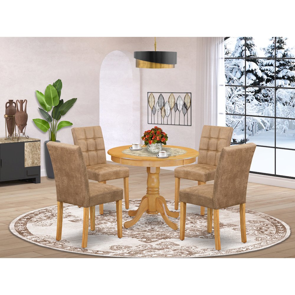 East West Furniture ANAS5-OAK-28 Dining-Sets - View #2