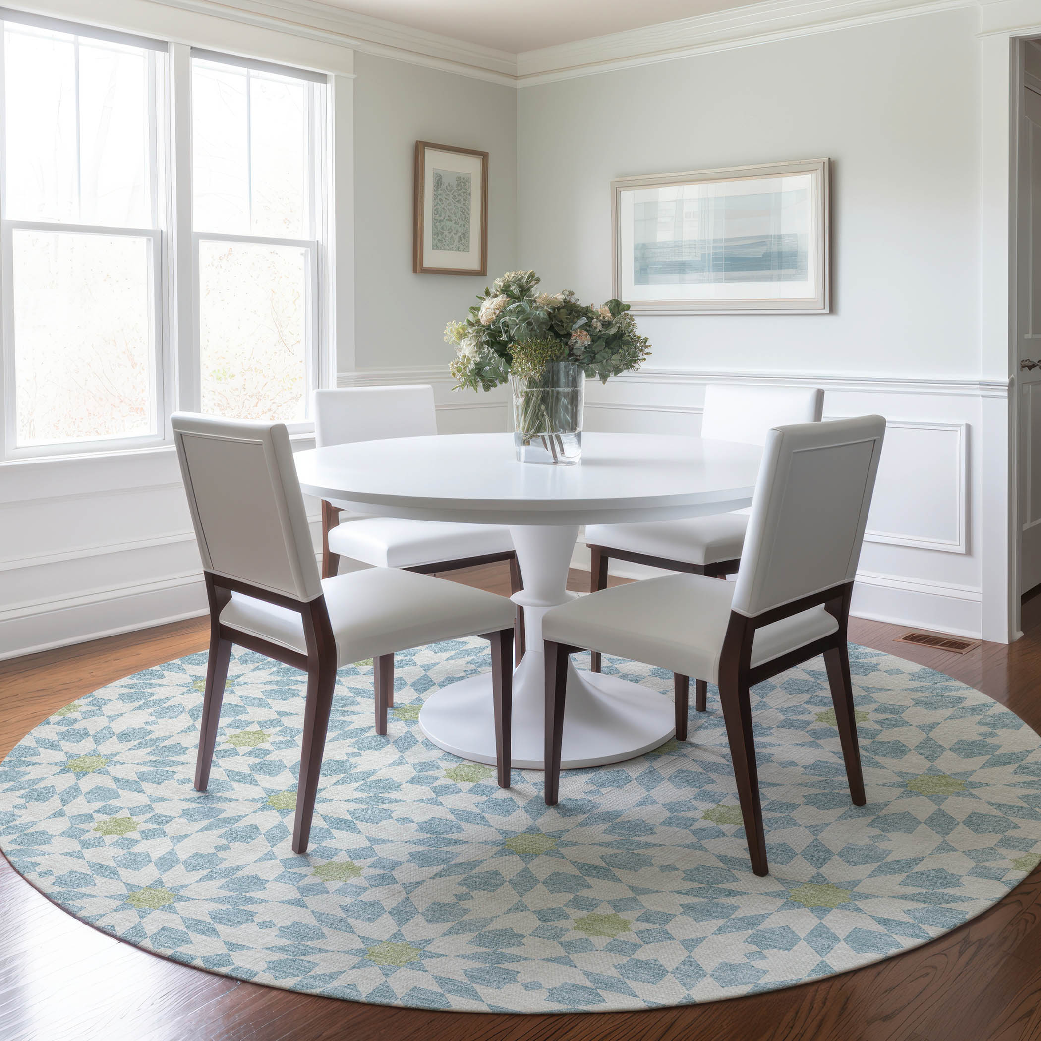 Addison Rugs ACN734SK8RO Chantille ACN734SK 8 x 8 (ft) Polyester Sky Round Indoor/Outdoor Geometric Machine washable Area rug