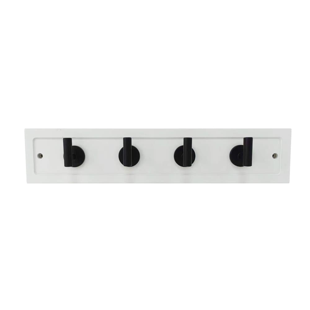 Style Selections 46481PHXLG 4 -Hook 18.75-in x 3.75-in H White/Black Decorative Wall Hook ( 35-lb Capacity)