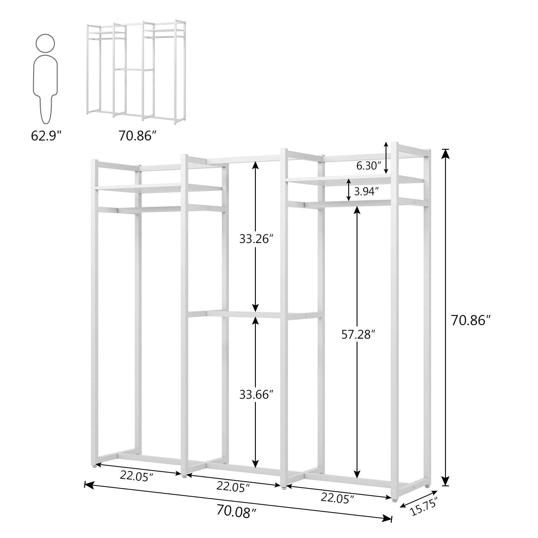 Tribesigns Freestanding Clothing Rack with Adjustable Height and Heavy ...