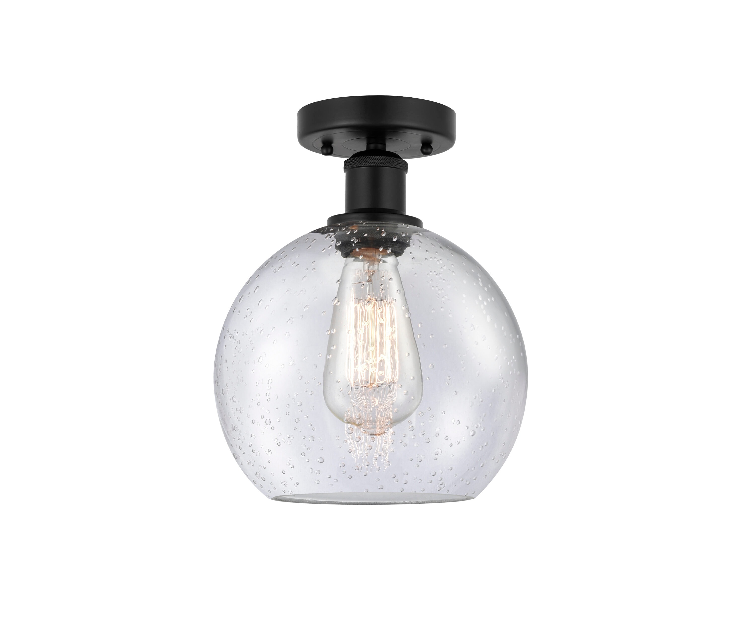 Innovations Lighting 616-1F-BK-G124-8 Athens 1 -Light 8-in Matte Black Flush Mount Light