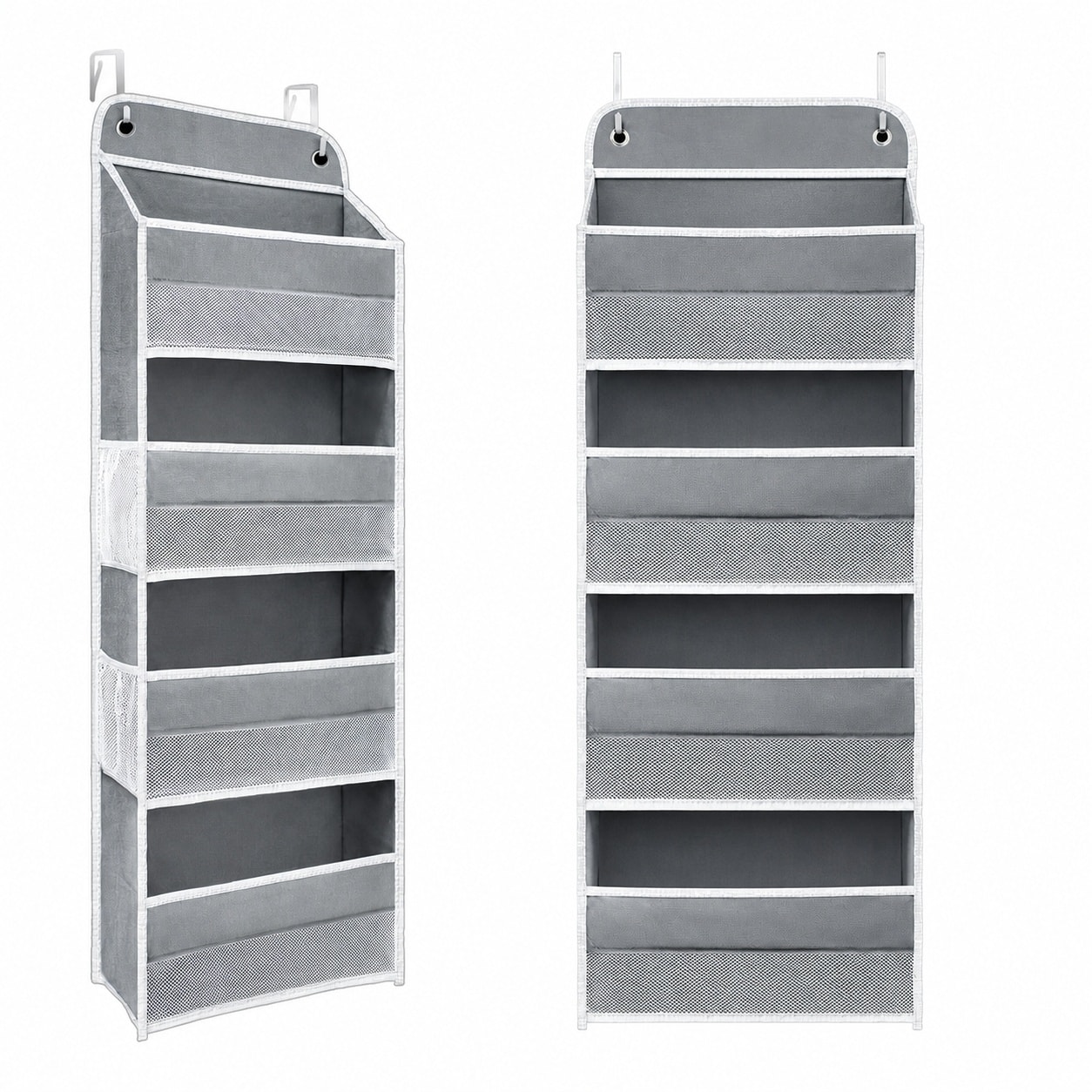 Etokfoks  Over The Door Organizer 4 Shelf with 4 Side Pockets Heavy Duty Mesh Storage Rack for Closet Bathroom Gray