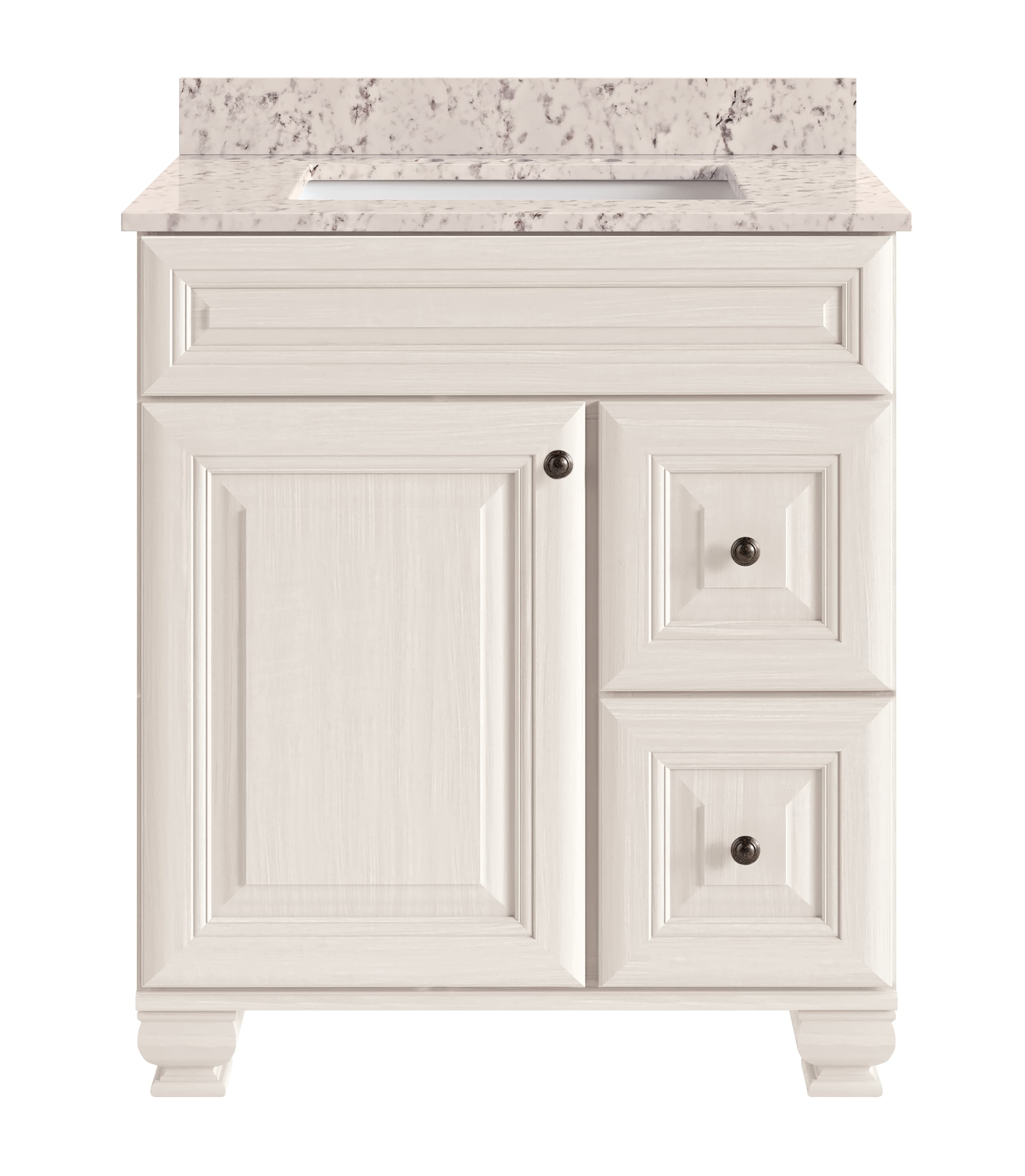 Diamond NOW S22VSDB30CAS Ballantyne 31-in Glacier Off-white Undermount Single Sink Bathroom Vanity with Casa Blanca Engineered Stone Top