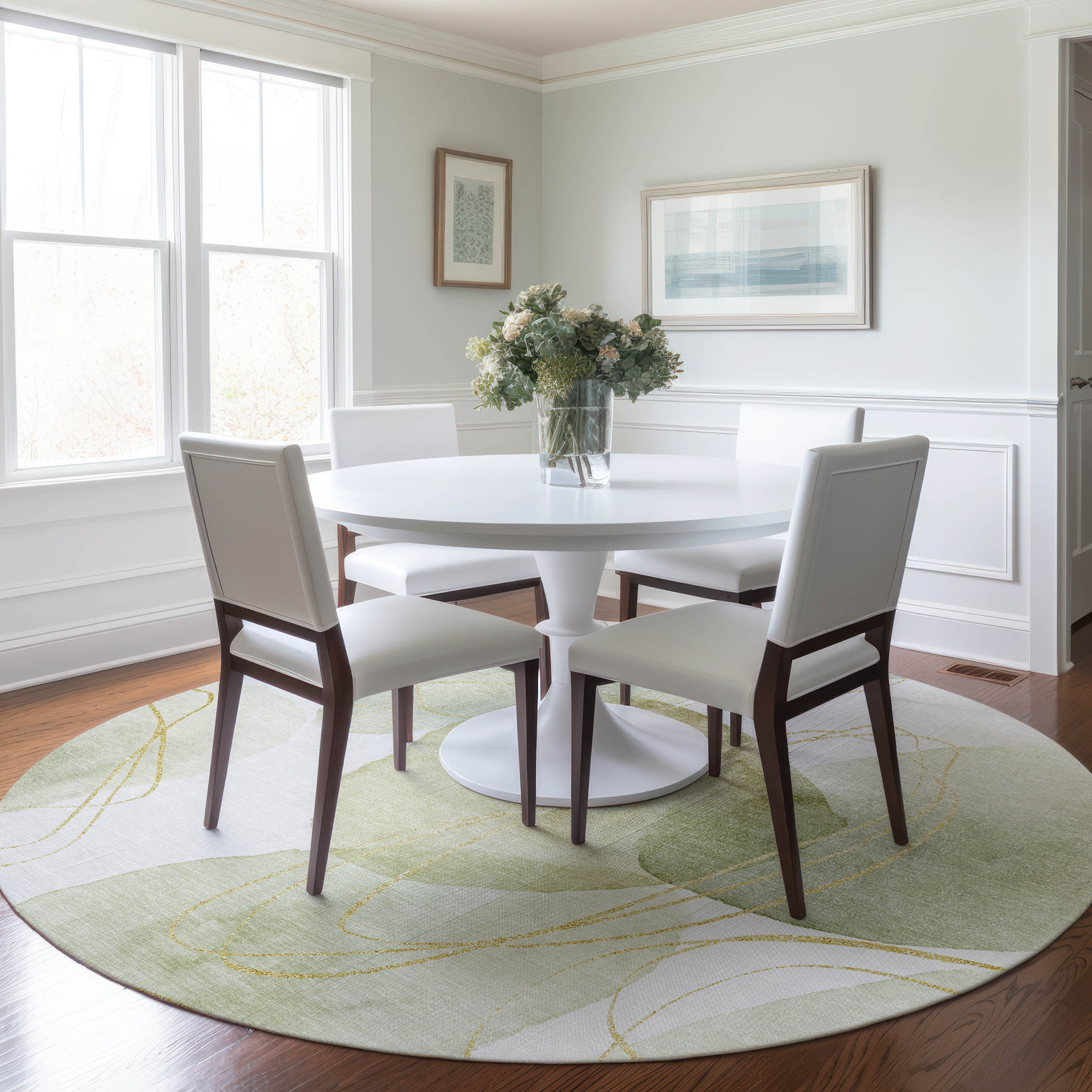 Addison Rugs ACN544GE8RO Chantille ACN544GE 8 x 8 (ft) Polyester Green Round Indoor/Outdoor Geometric Machine washable Area rug