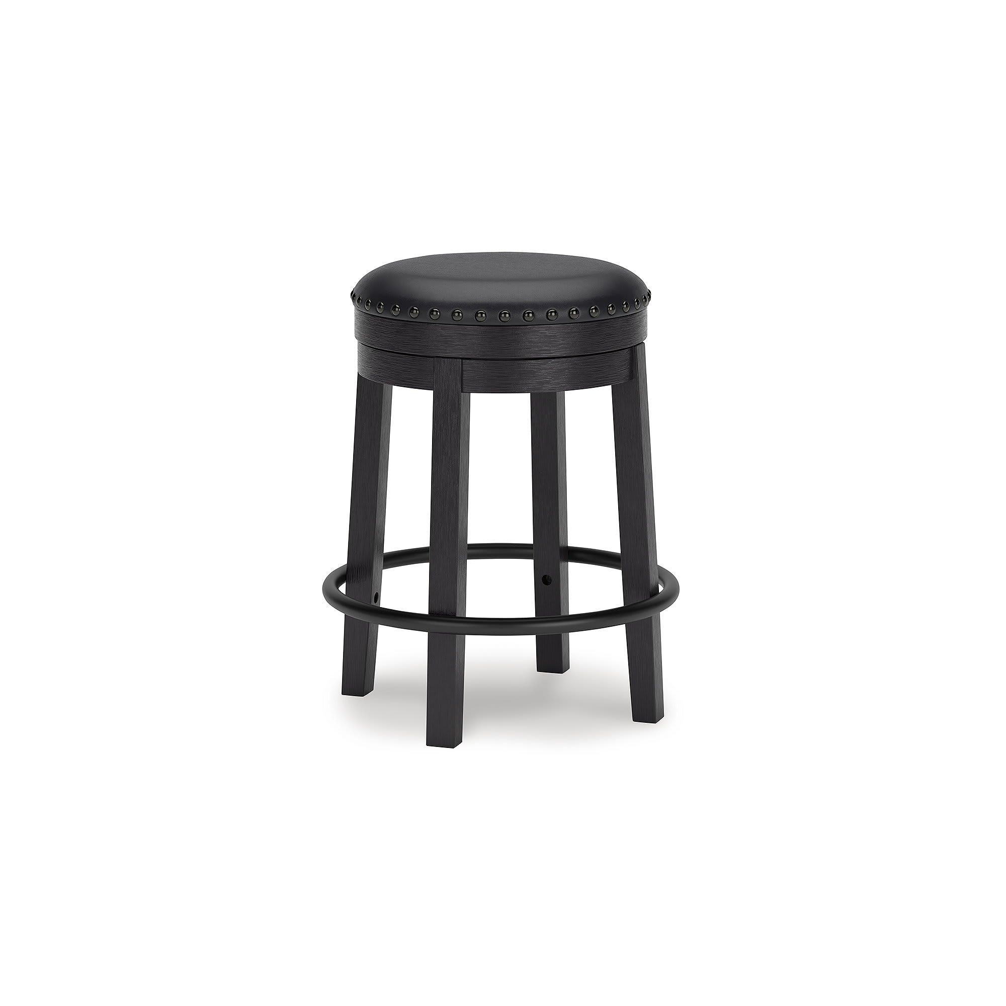 Signature Design by Ashley D546-824 Valebeck Black Faux Leather Upholstered Swivel Bar Stool with Metal Footrest