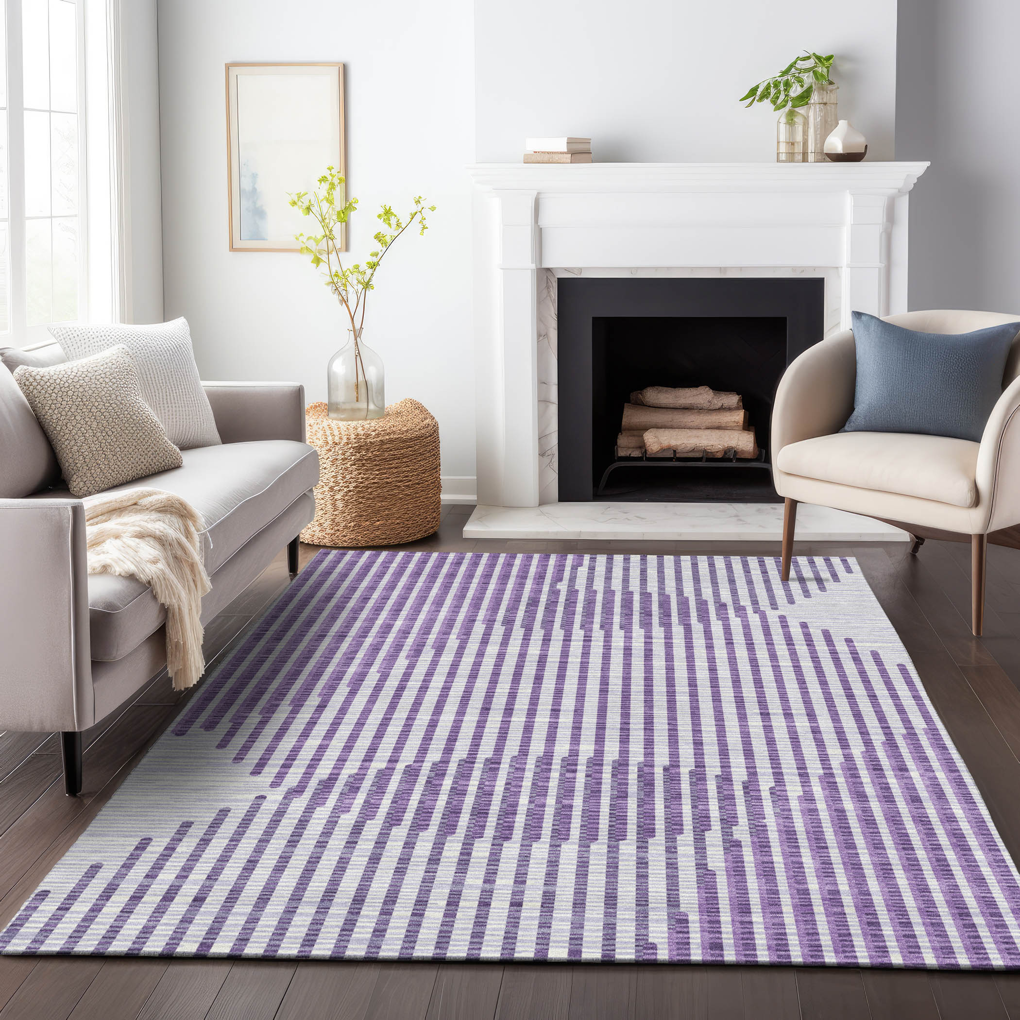 Addison Rugs ACN1001PP5X8 Chantille ACN1001PP 5 x 7 (ft) Polyester Purple Rectangular Indoor/Outdoor Geometric Machine washable Area rug