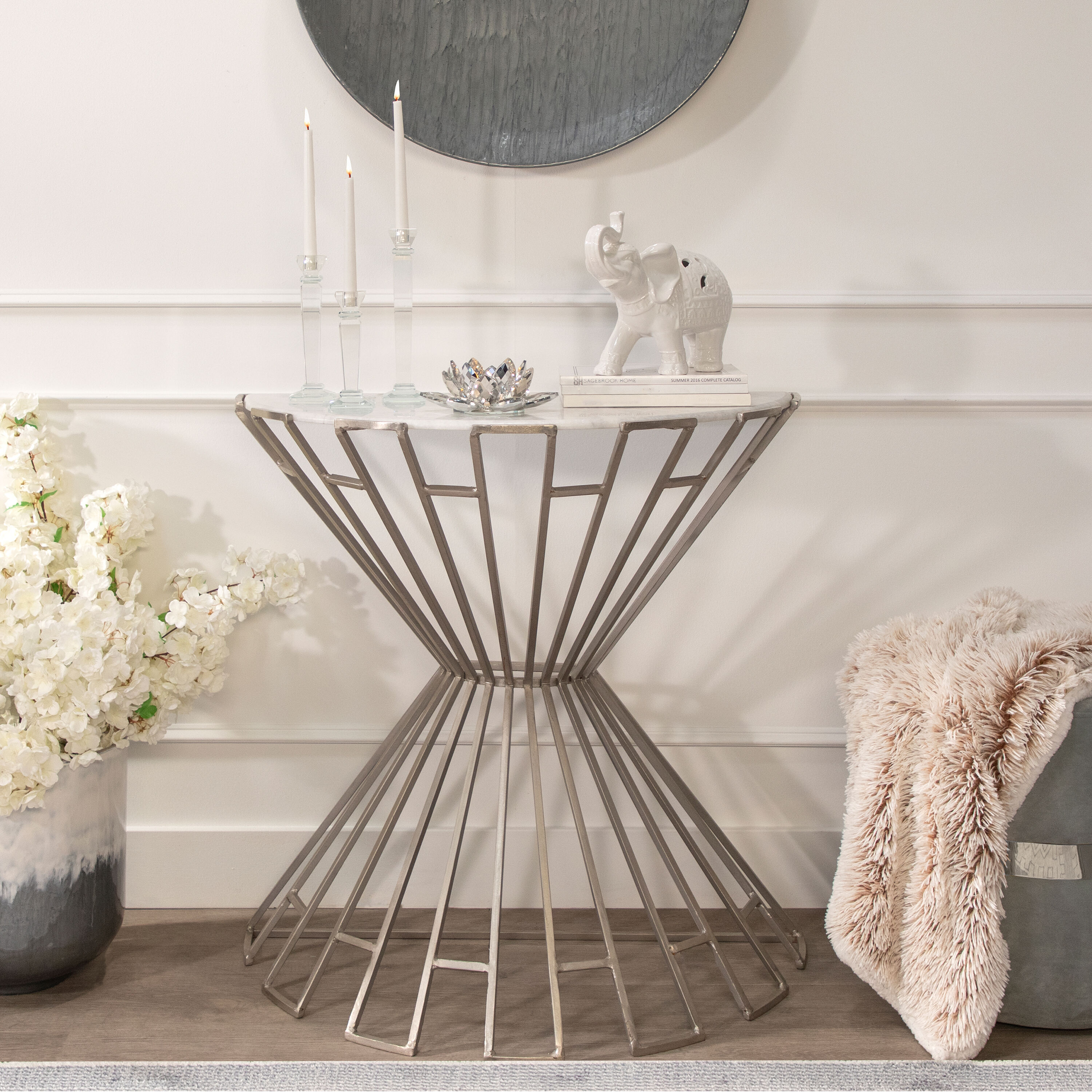 Sagebrook Home 15352-03 1 Candle Glass Taper Candle Holder