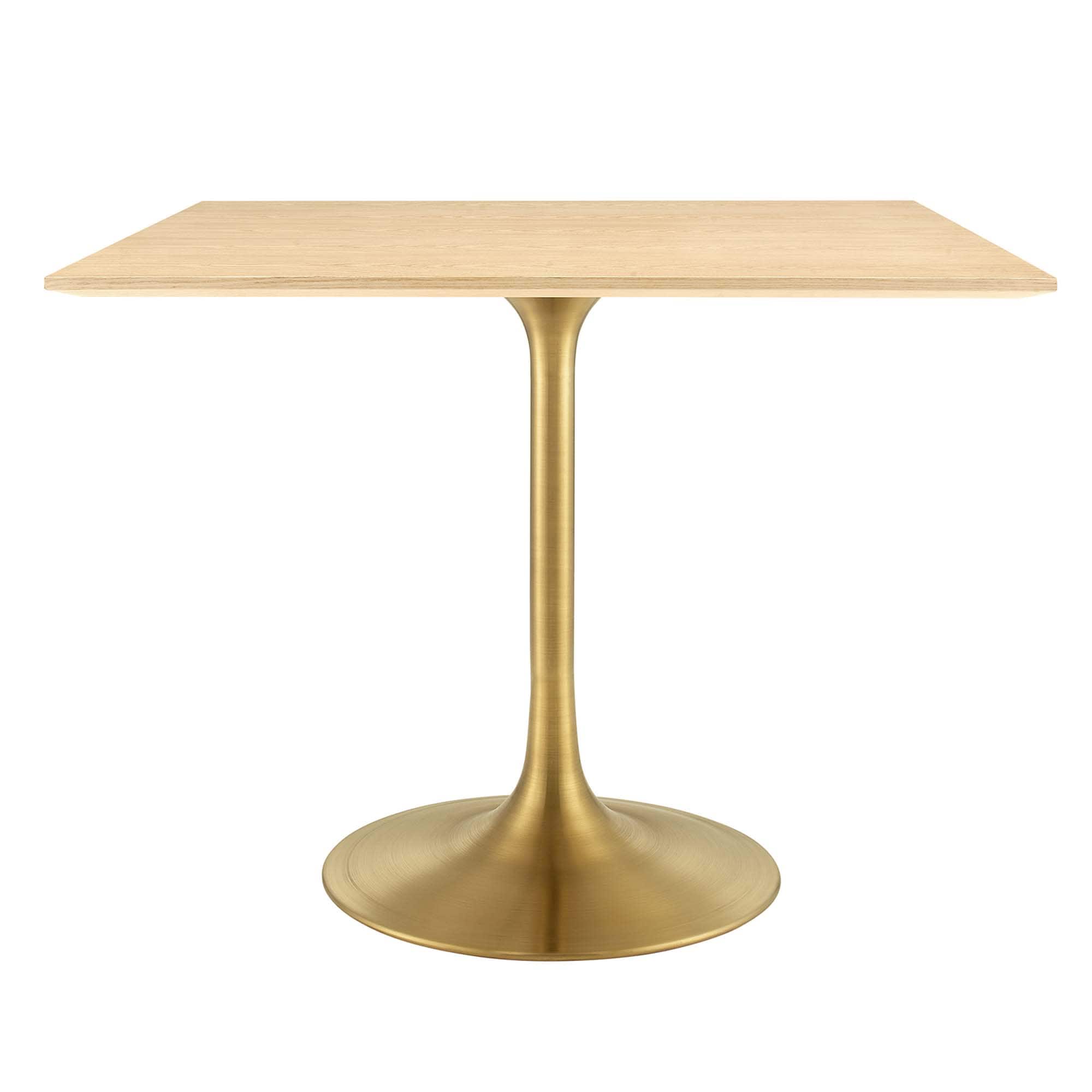 Modway EEI-5223-GLD-NAT Lippa 36 Inch  Square Wood Dining Table   in Gold Natural