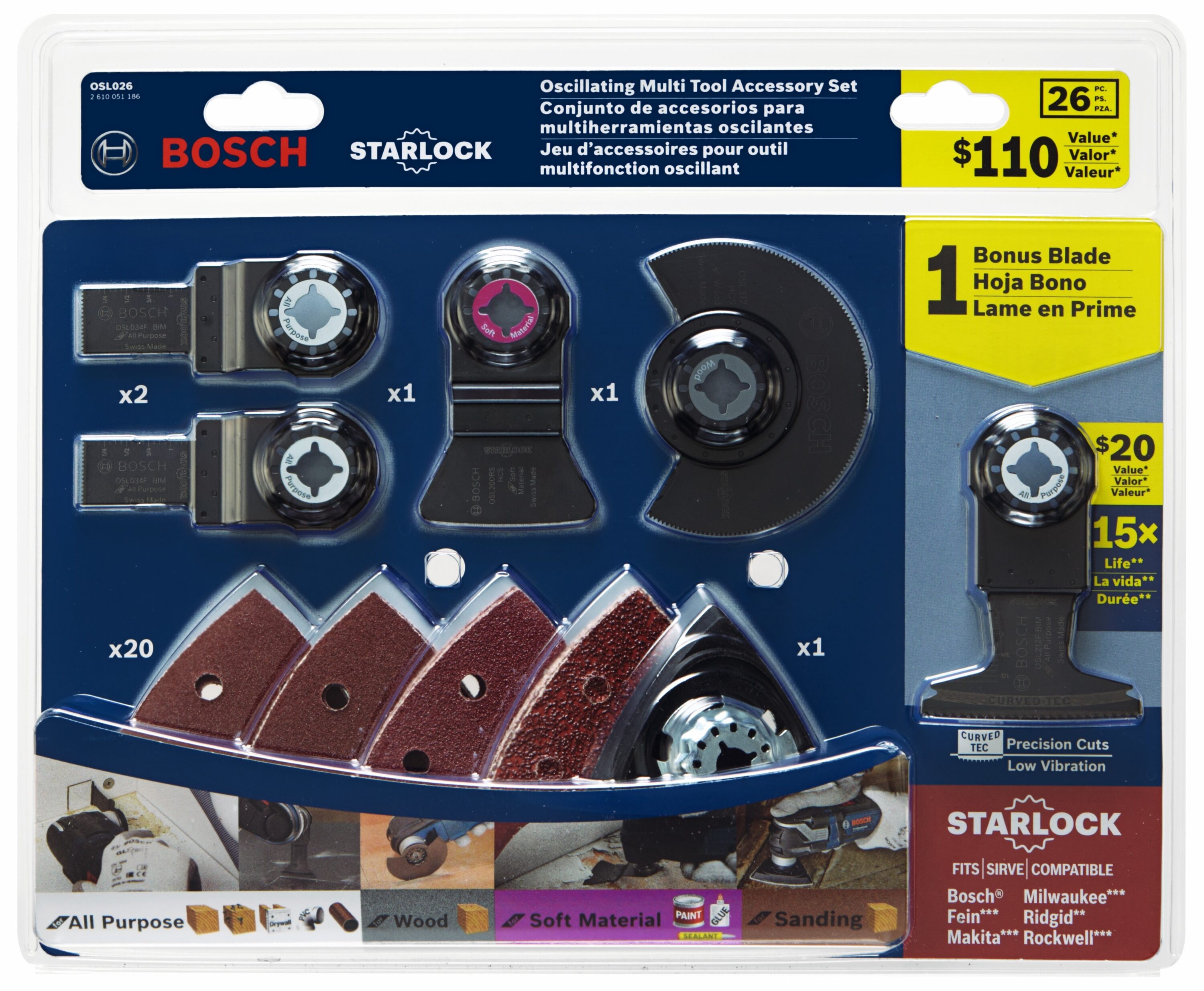 Bosch Starlock 26-Piece Blade Set in the Oscillating Tool Accessory Kits  department at