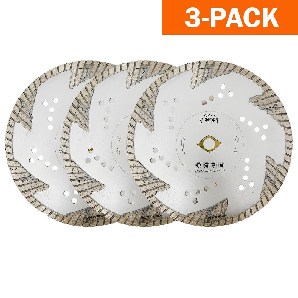 Grip Tight Tools B1565D-3 Premium 8-in Wet/Dry Turbo Rim Diamond Saw Blade