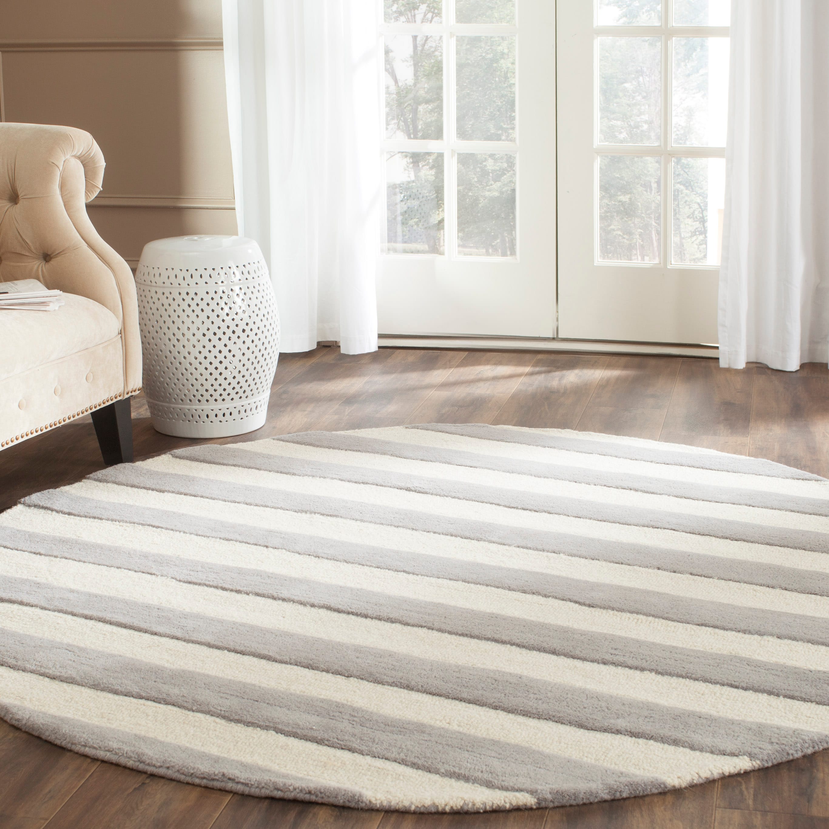  Cambridge 154 Gray/Ivory Contemporary 6ft x 6ft Round Rug