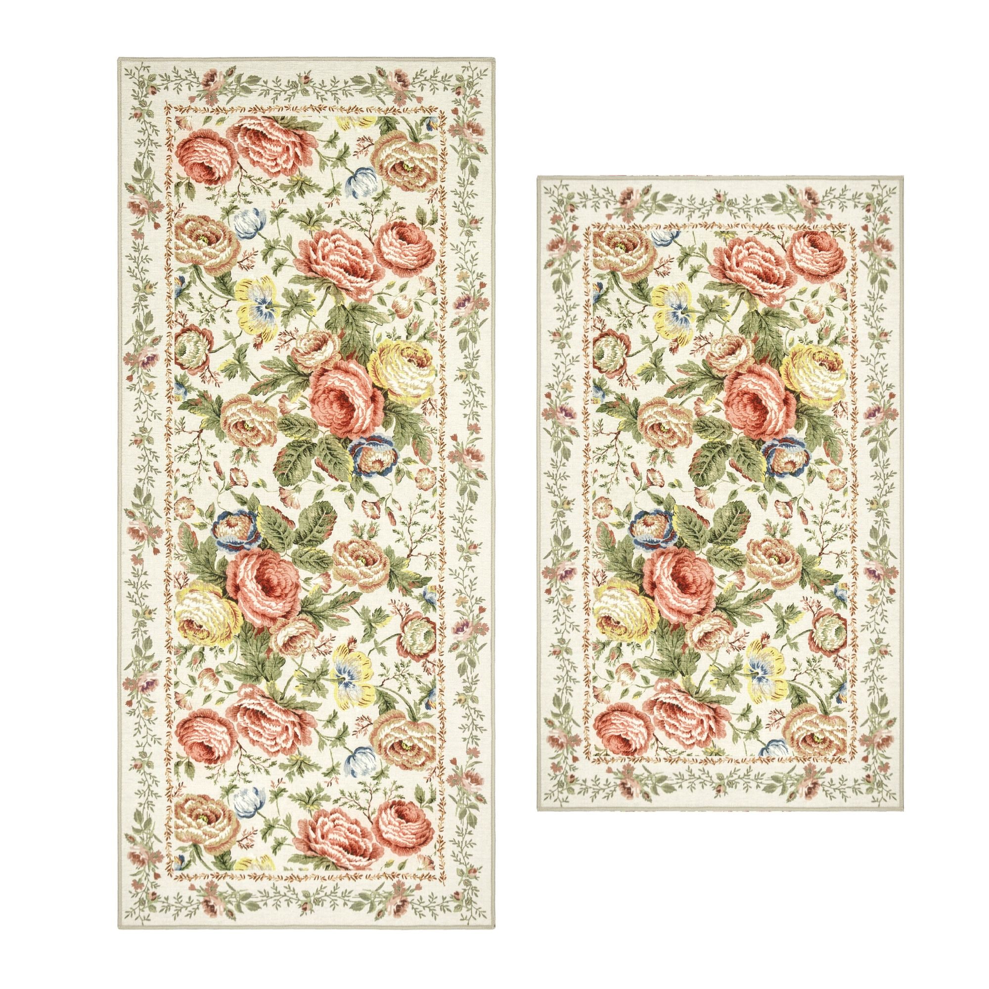 Laura Ashley  Uffington Roses Border 26 in x 45 in and 26 in x 60 in Rug Set