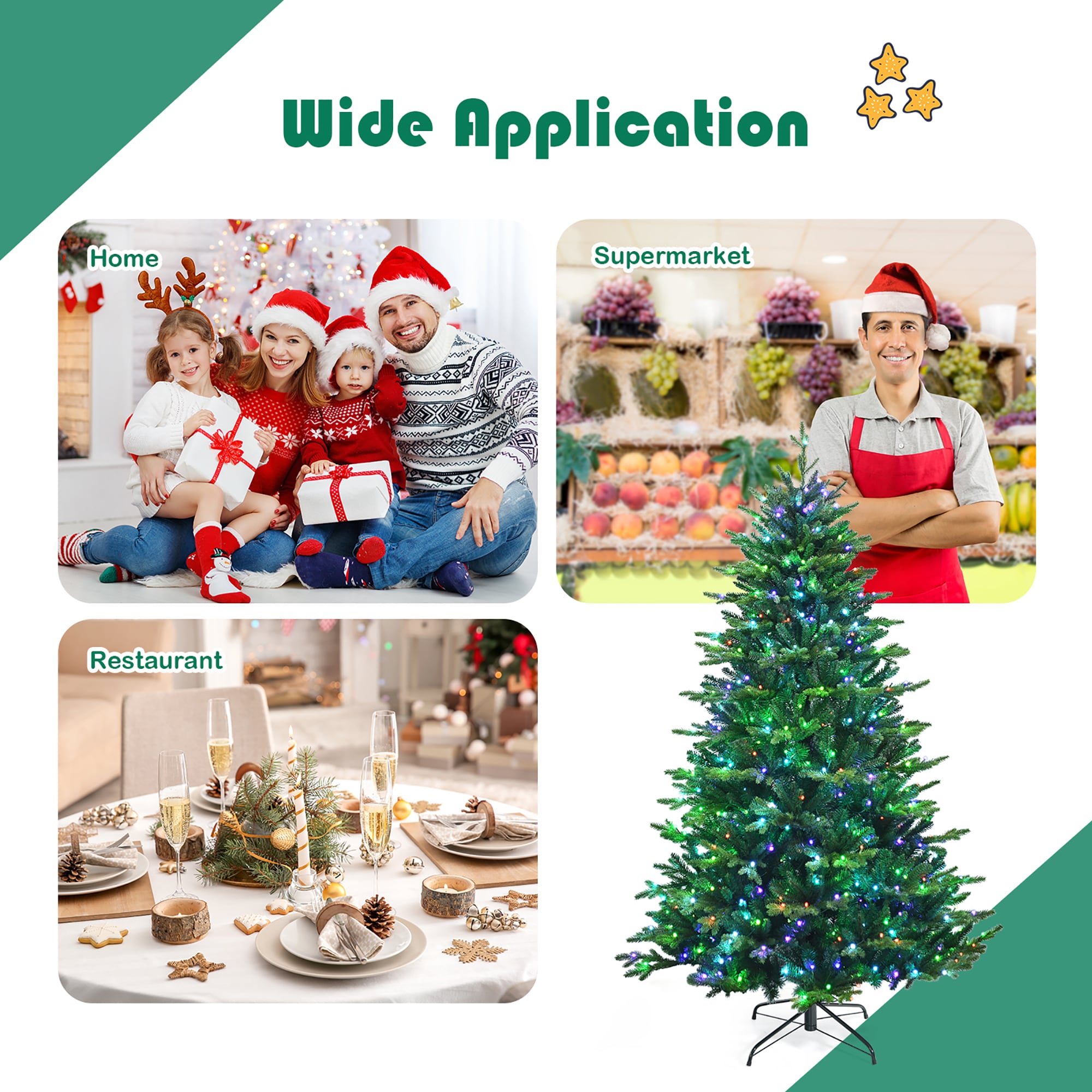8-Foot Green Pre-Lit Artificial Christmas Tree with LED Lights